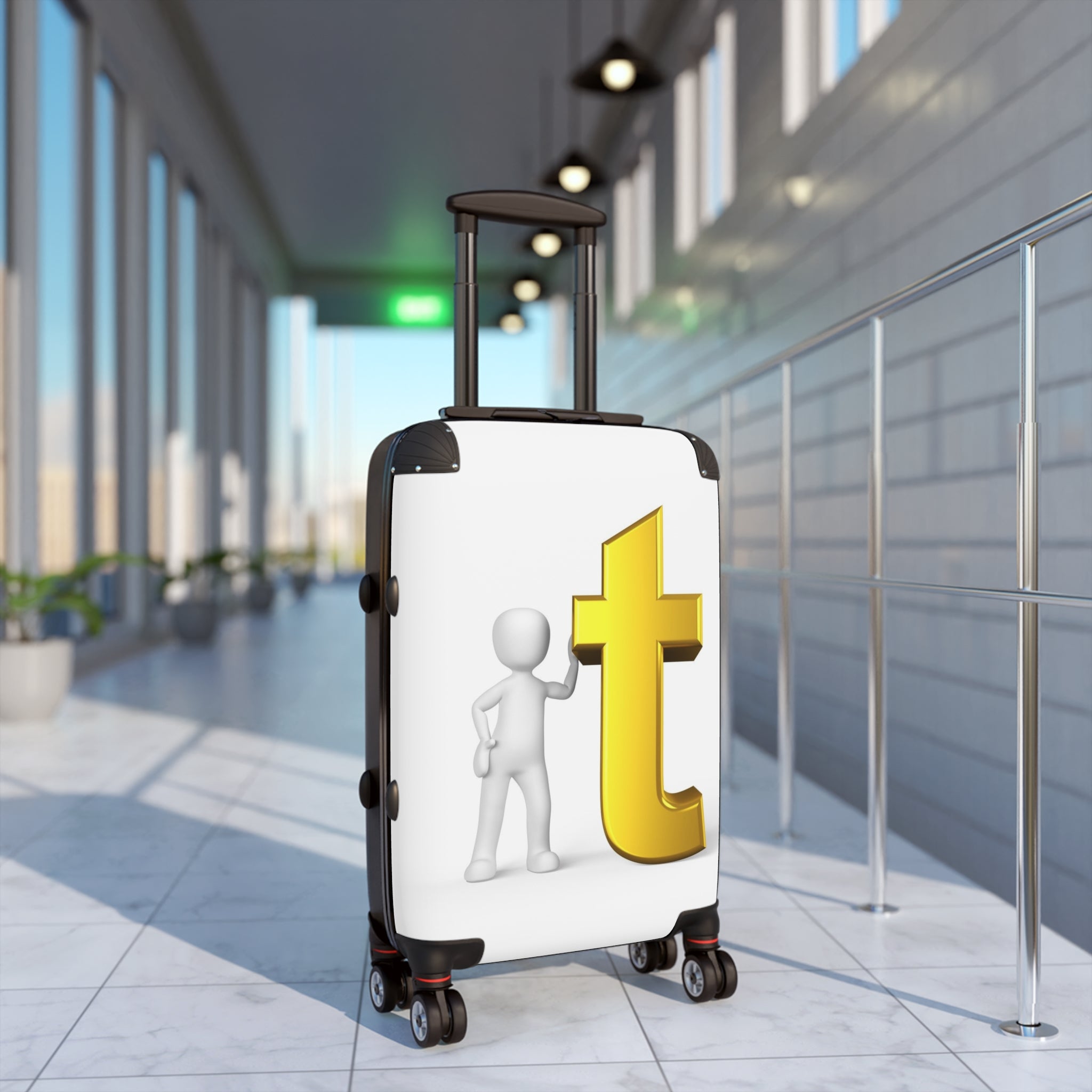 Yellow Letter T Graphic Suitcase | Personalized Monogram Luggage Cover