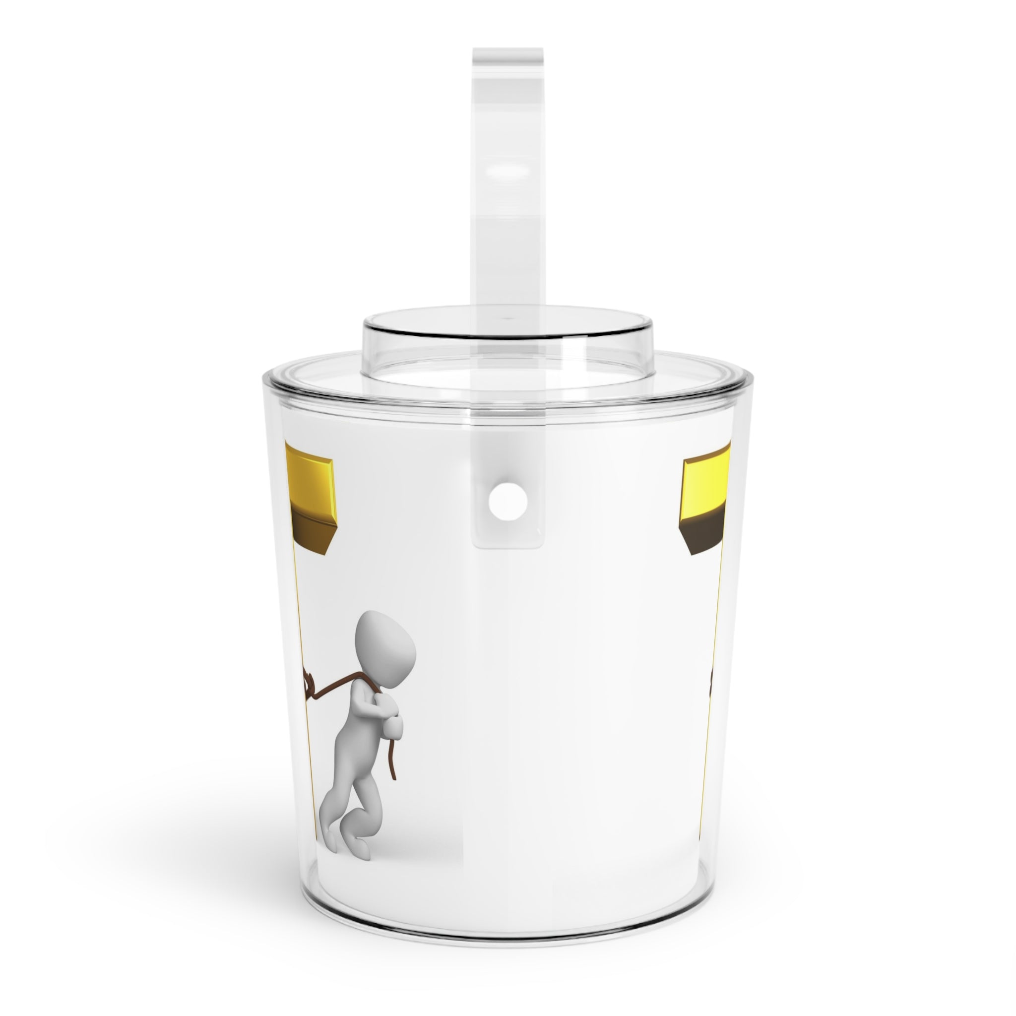 3D Stick Figure Pulling Gold Letter T Ice Bucket
