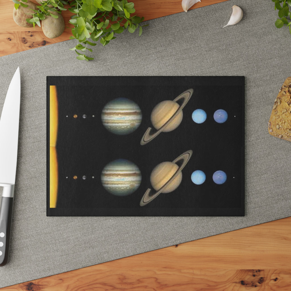 Solar System Planets Glass Cutting Board | Planetary Kitchen Decor