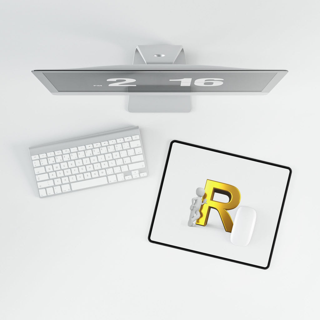 Gold Letter R Lettering Desk Mat | Monogram Initial Desk Mat