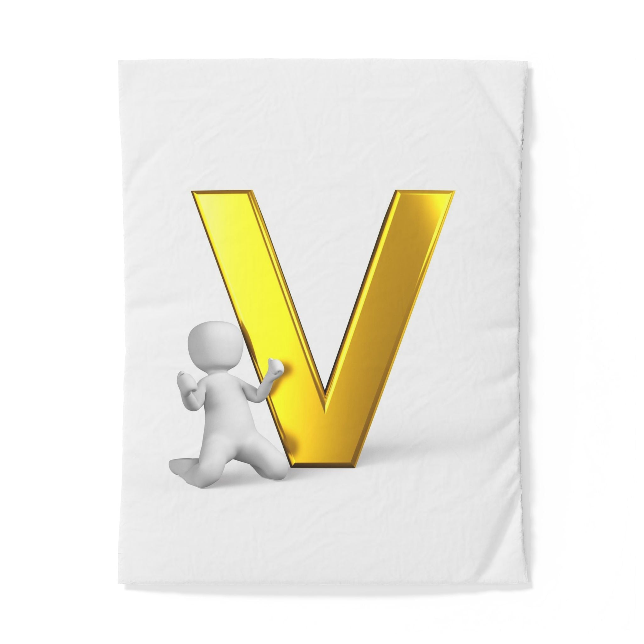 Gold Letter V duvet cover | Monogram initial alphabet bedding