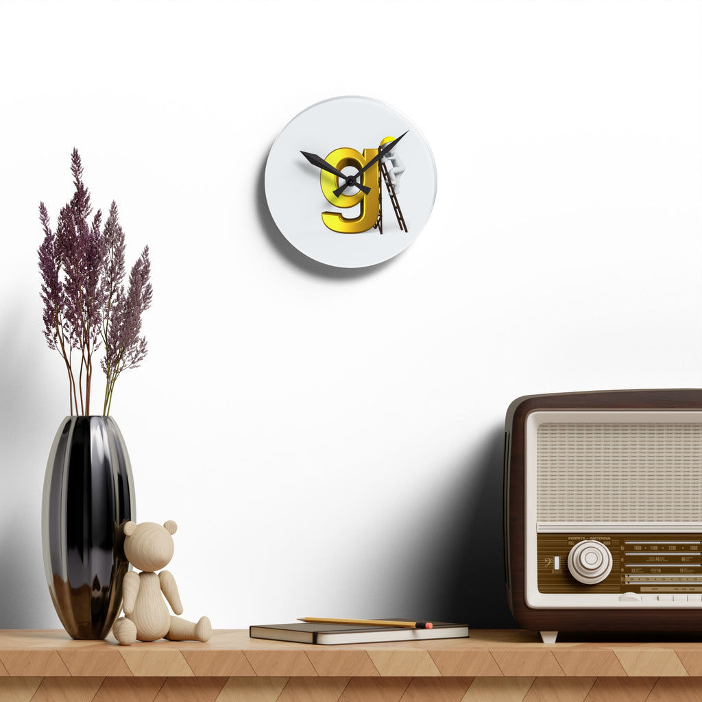 Gold Letter G Design Acrylic Wall Clock | Numeric Decor