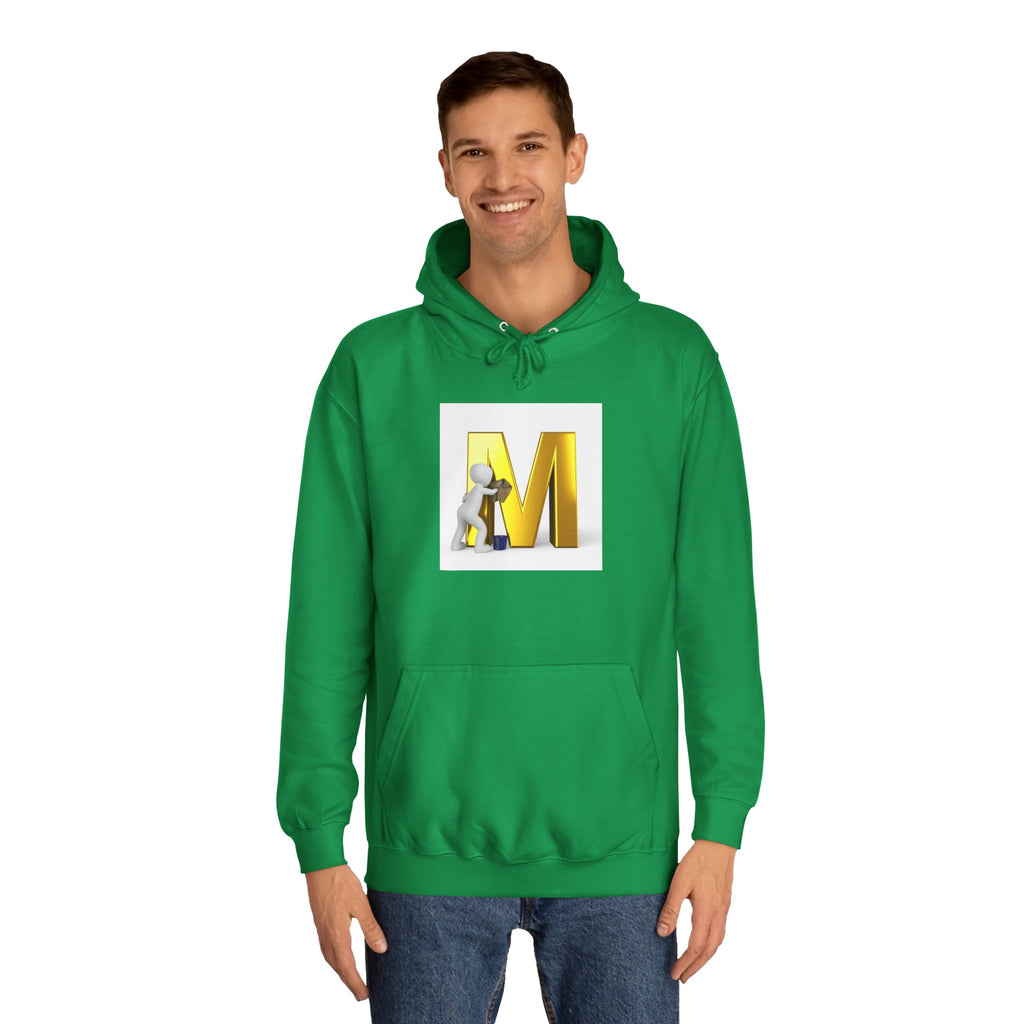Gold Letter M with Figure Hoodie | Monogram Initial M Sweatshirt
