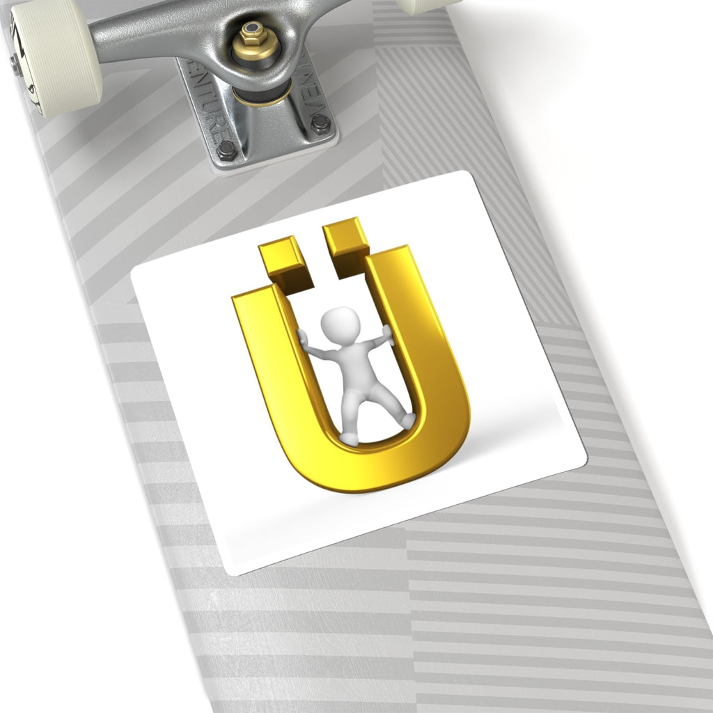 Gold Ü letter Design Kiss-Cut Stickers | Laptop Sticker, Vinyl Decal
