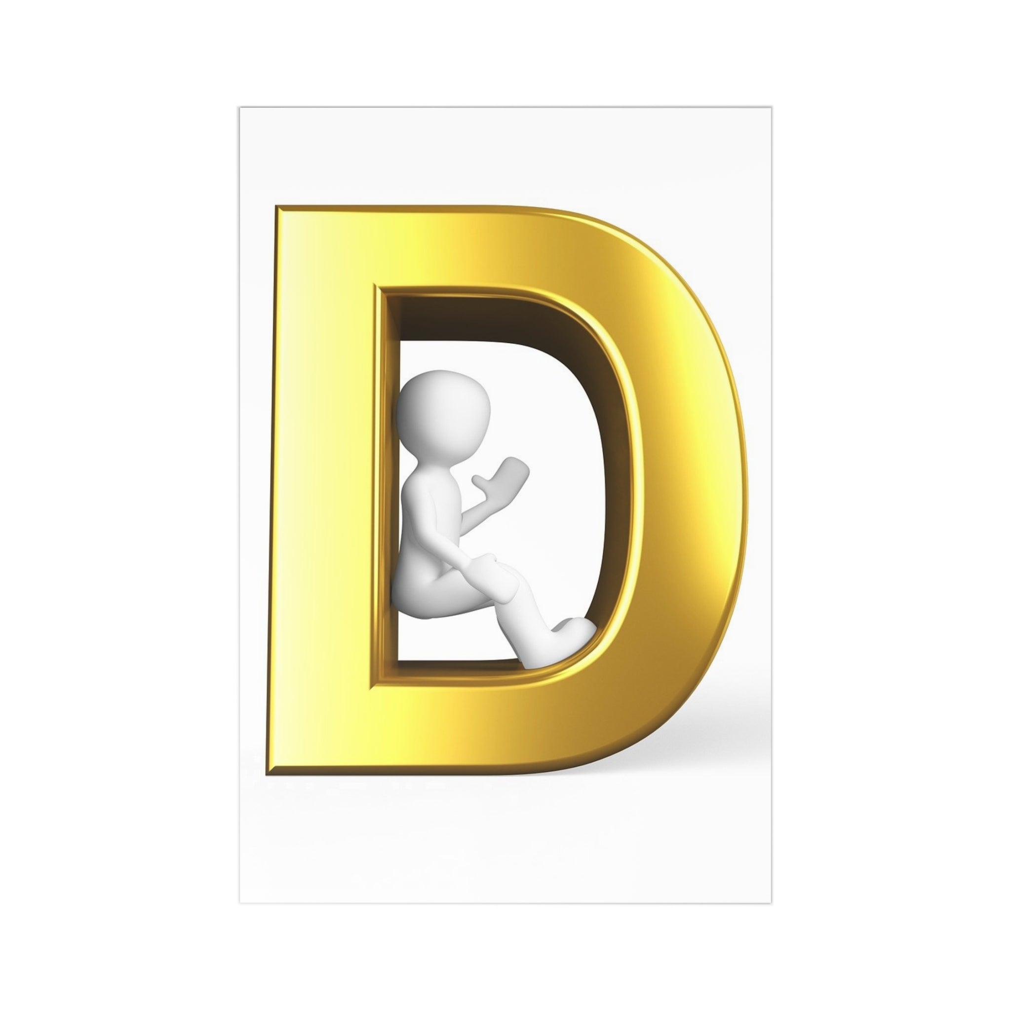 Golden Letter D Postcards | 7 PCS Alphabet Note Cards