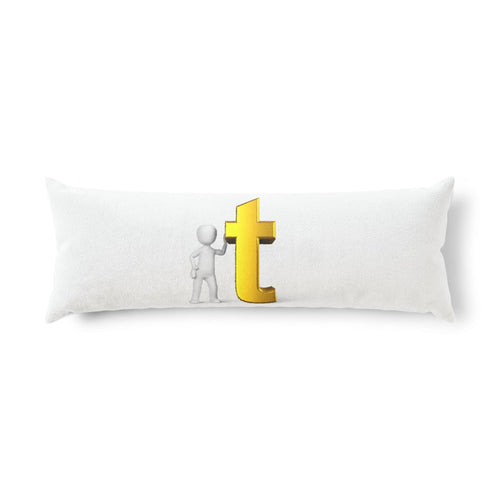 Oreiller de corps 3D bonhomme allumette avec lettre T dorée | Oreiller avec lettre alphabétique