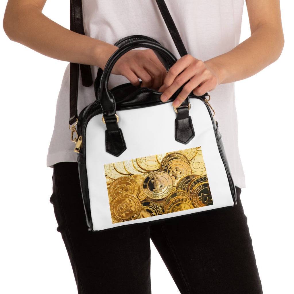 Bitcoin Shoulder Handbag | Retro Coin Pattern Purse