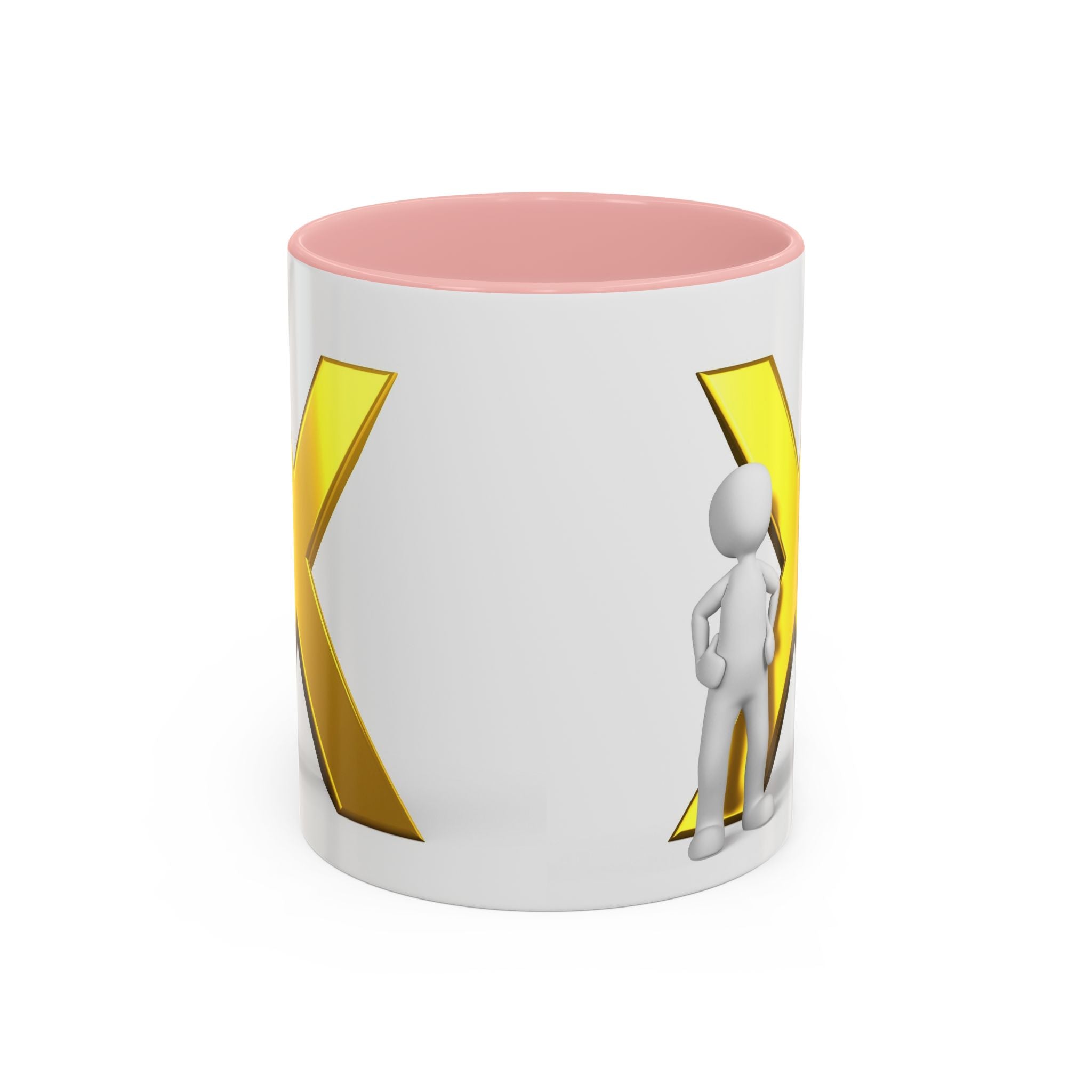 Mug à anse avec lettre X dorée et figurine 3D | Mug à café 11oz 15oz