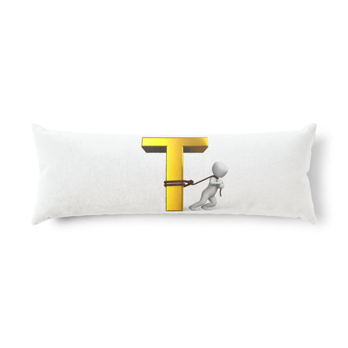 Oreiller de corps en forme de lettre T dorée, personnage 3D | Décoration initiale alphabétique
