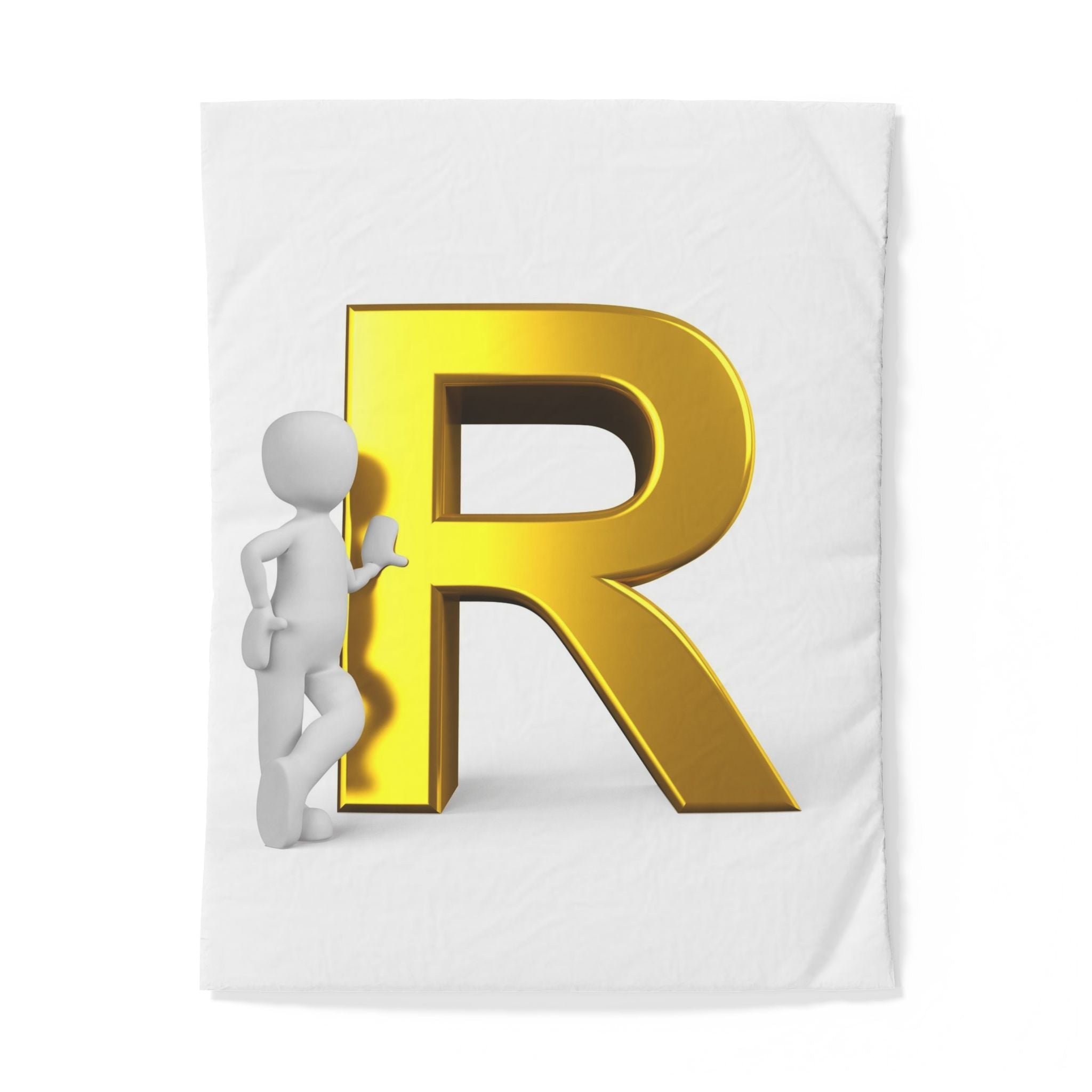 Gold 3D Letter R Duvet Cover | Monogram Bedding