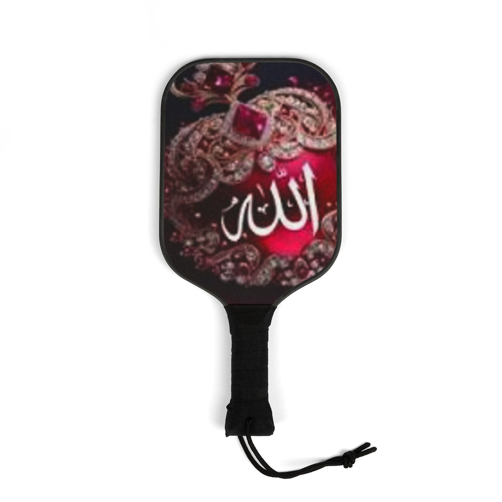 Arabic Calligraphy Allah Pickleball Paddle Kit | Decorative Red Jewel Design