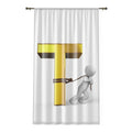 3D Gold Letter T with Figure Window Curtain | Letter T Drapery
