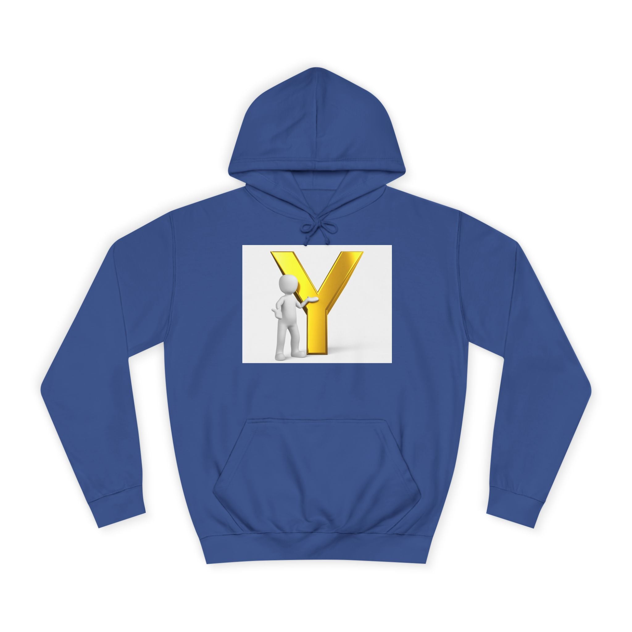 Sweat à capuche lettre Y en or 3D avec figurine | Monogramme initial