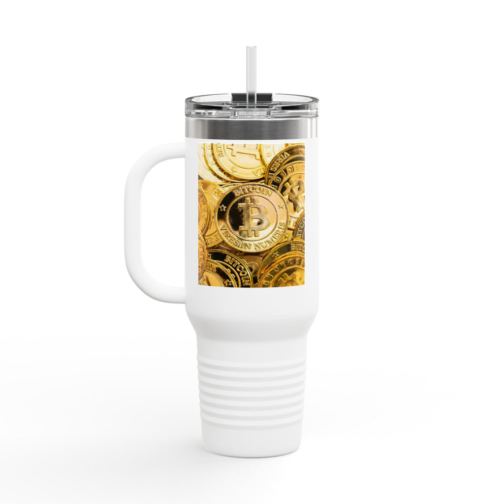 Bitcoin Coin Pattern Travel Mug | 40 oz Insulated Tumbler