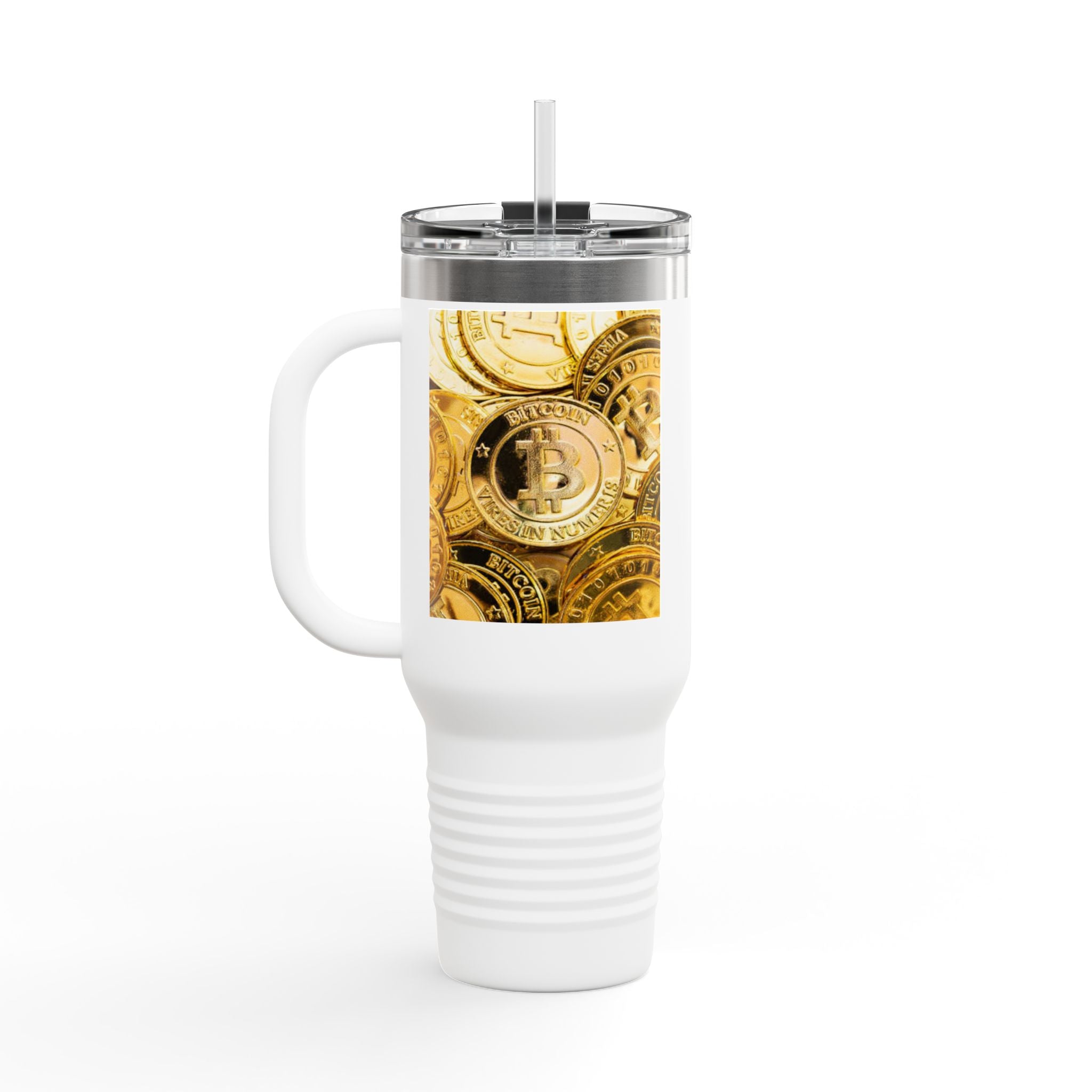 Bitcoin Coin Pattern Travel Mug | 40 oz Insulated Tumbler