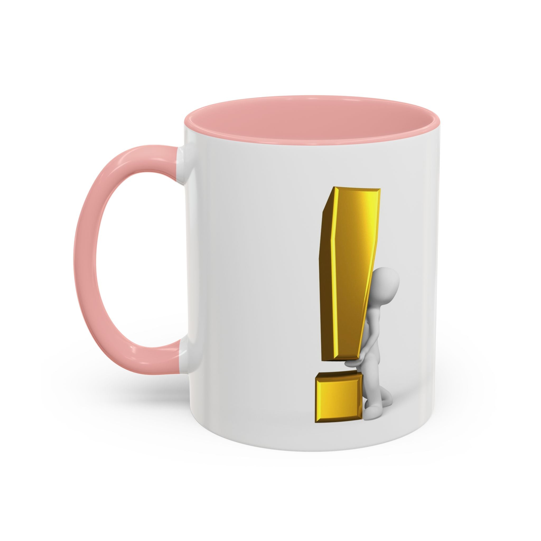 Mug Bonhomme Allumette Tenant un Point d'Exclamation Doré | Mug à Café Original 325ml 444ml