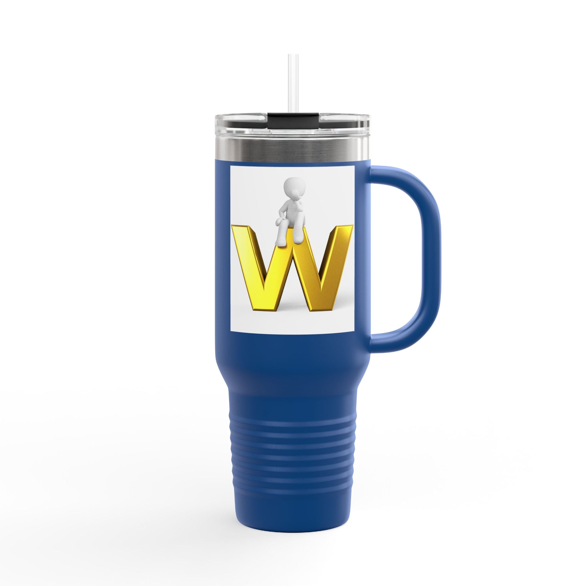 3D Gold Letter W with Figure Travel Mug | Insulated 40oz Tumbler