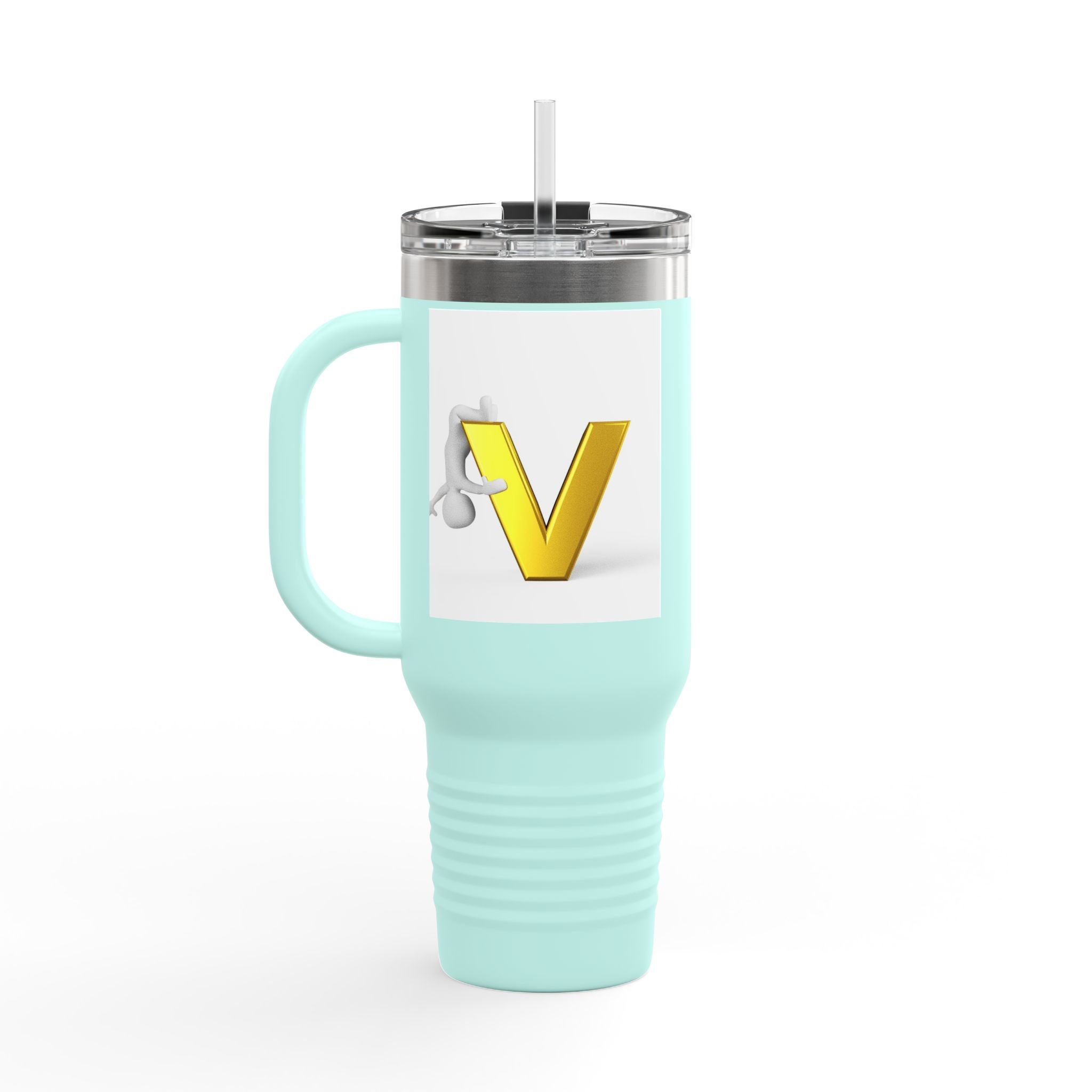 Gold Letter V Monogram Travel Mug | 40oz Insulated Tumbler