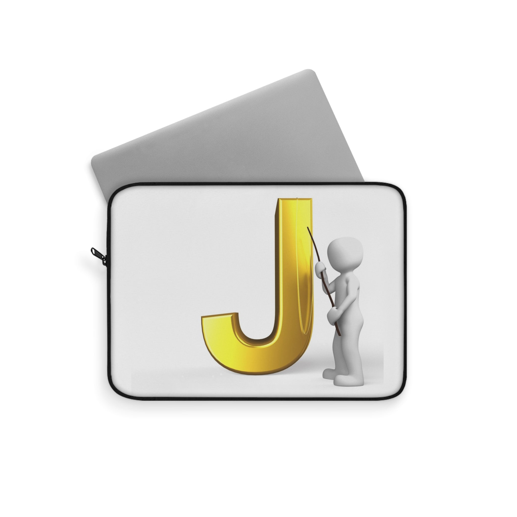 Gold Letter J with Figure Laptop Sleeve | Monogram Initial J