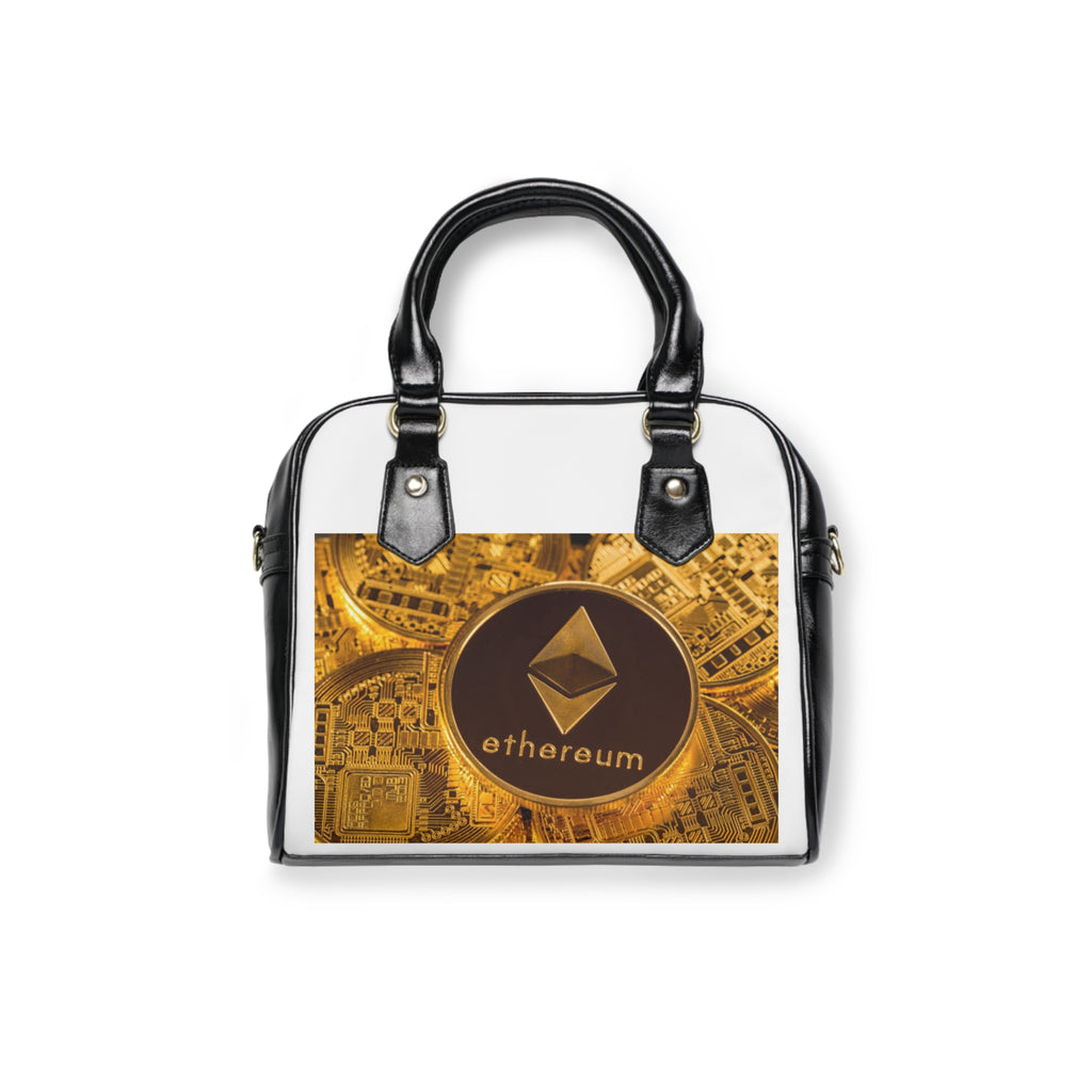 Ethereum Coin Graphic Shoulder Handbag | Crypto Circuit Pattern