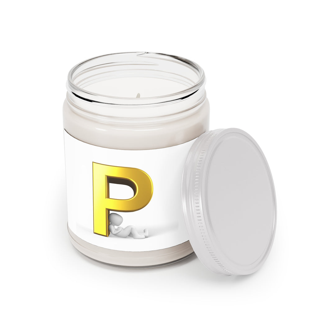 Gold Letter P Initial Candle 9oz Soy Candle