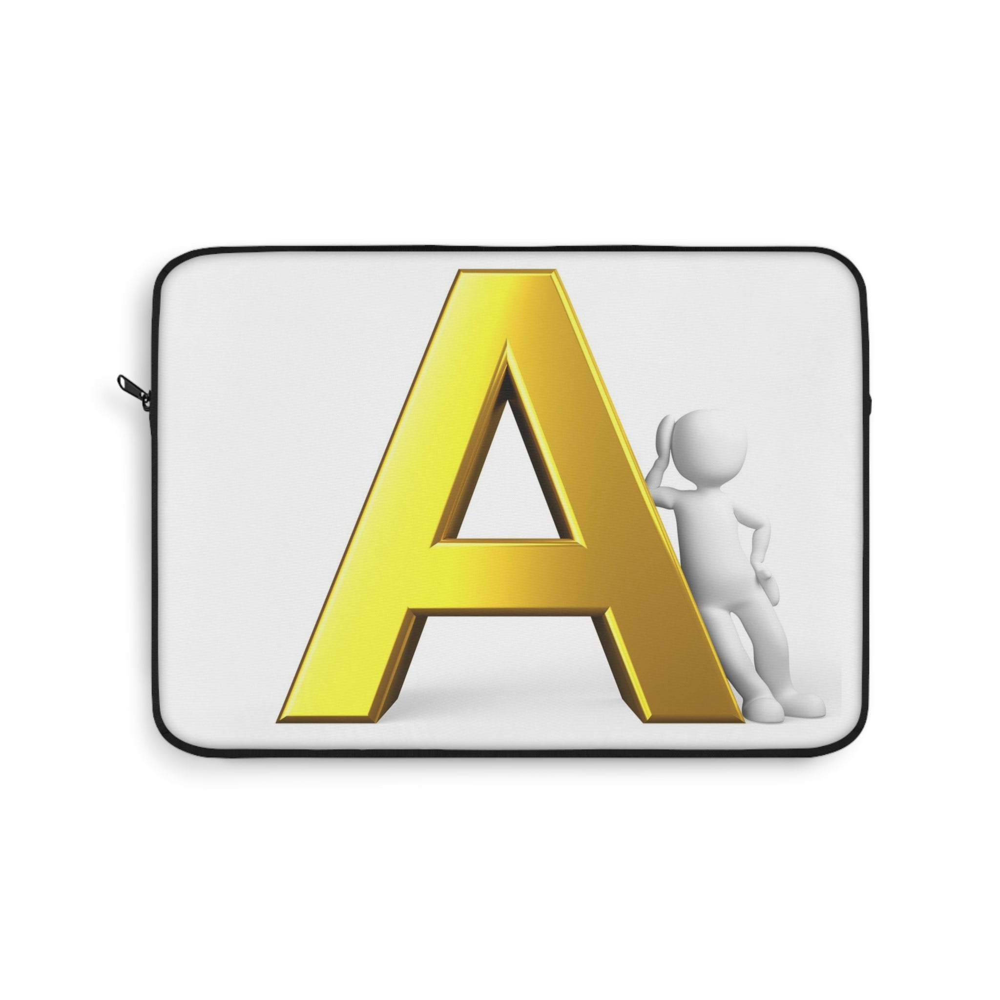 Housse d'ordinateur portable monogramme lettre A dorée | Étui Alphabet initiale A