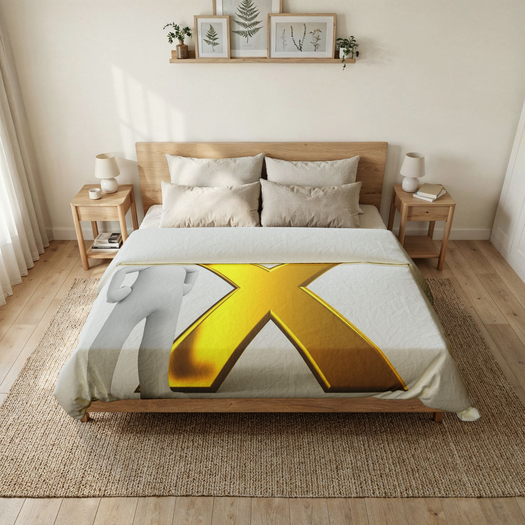 Gold Letter X Cotton Duvet Cover | Monogram Initial Bedding
