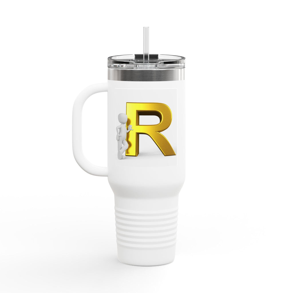 Gold 3D Letter R Initial Insulated Travel Mug | 40oz