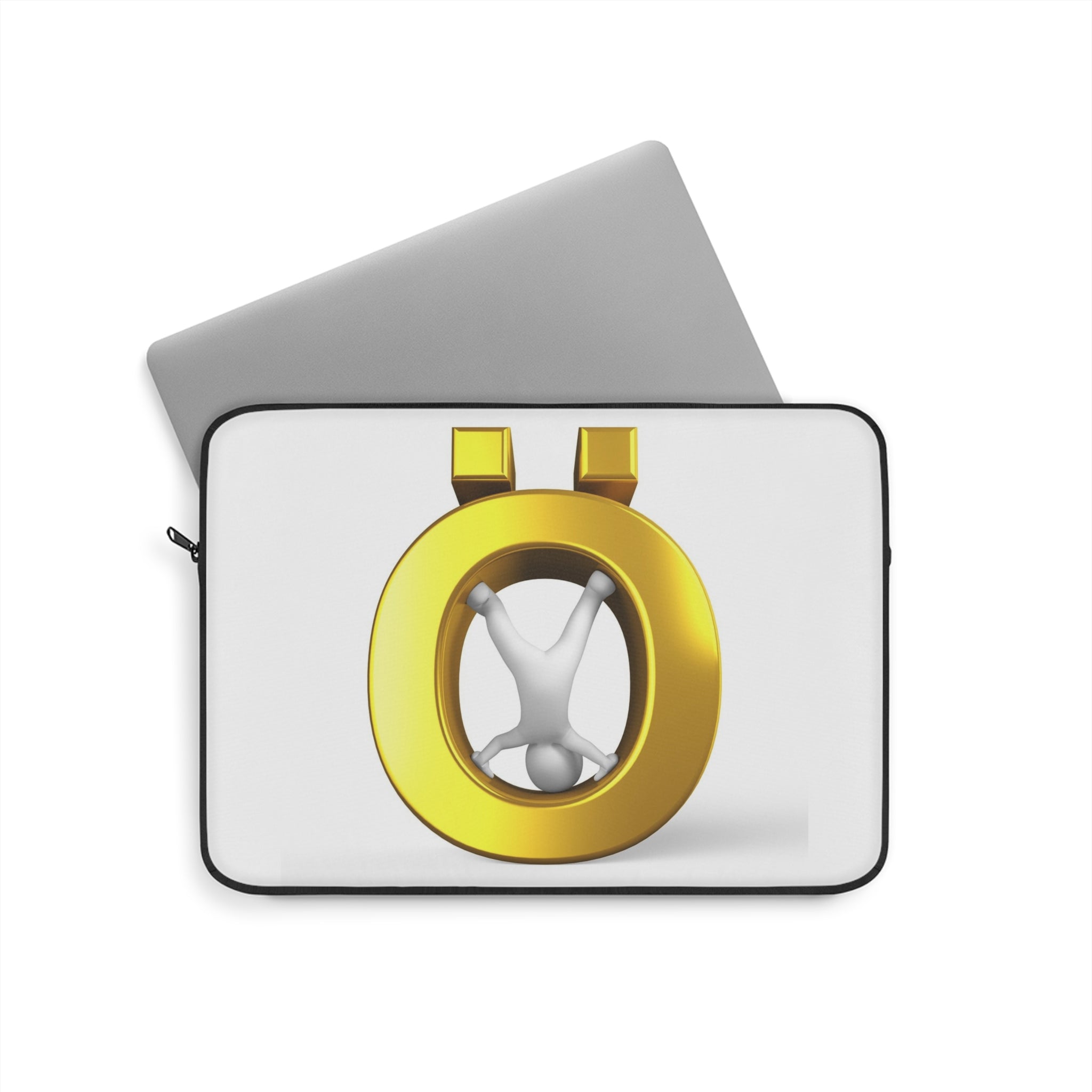 Golden Letter Ö with 3D Figure Laptop Sleeve | Minimal Tech Accessory