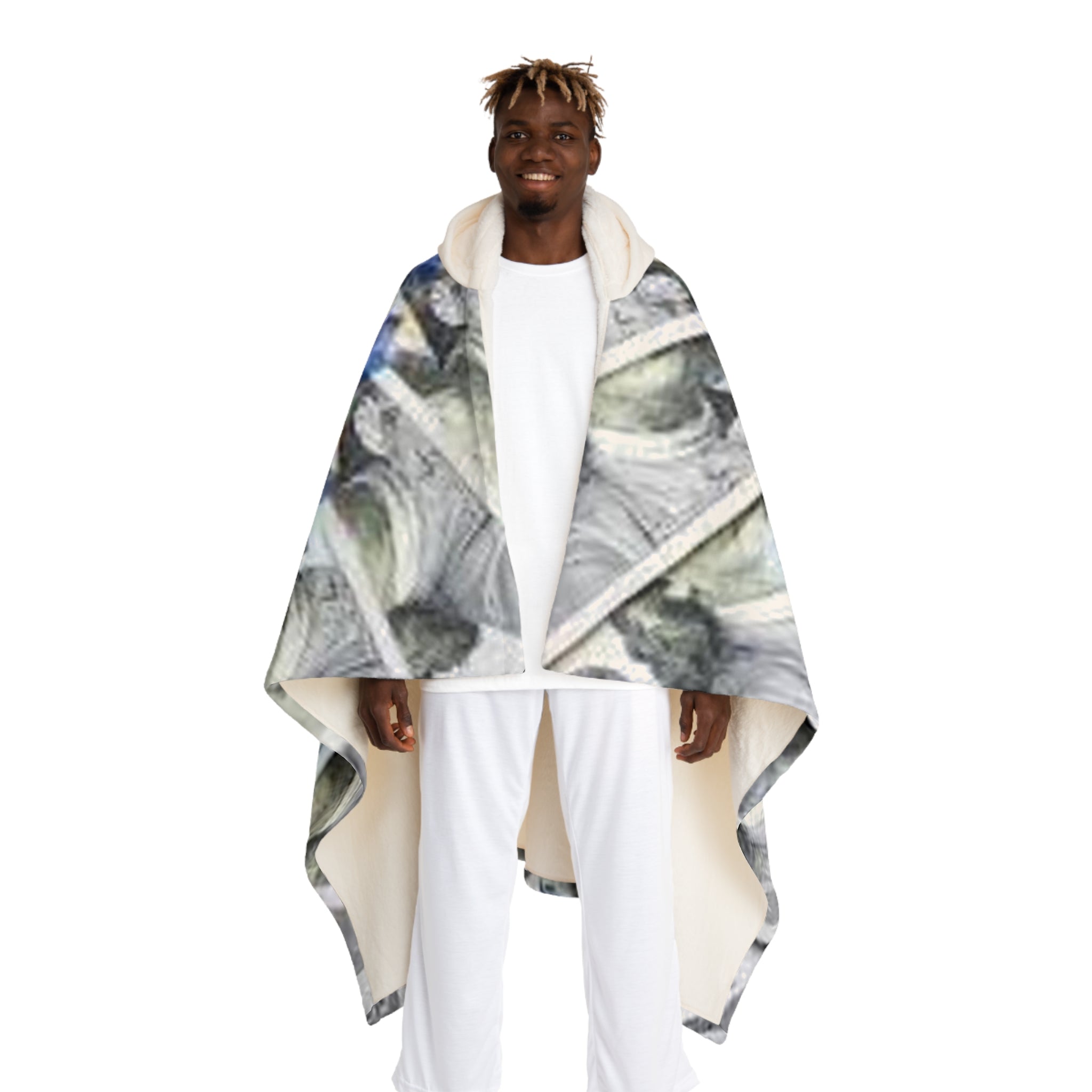 US Dollar Money Print Hooded Blanket | Sherpa Fleece Hooded Blanket