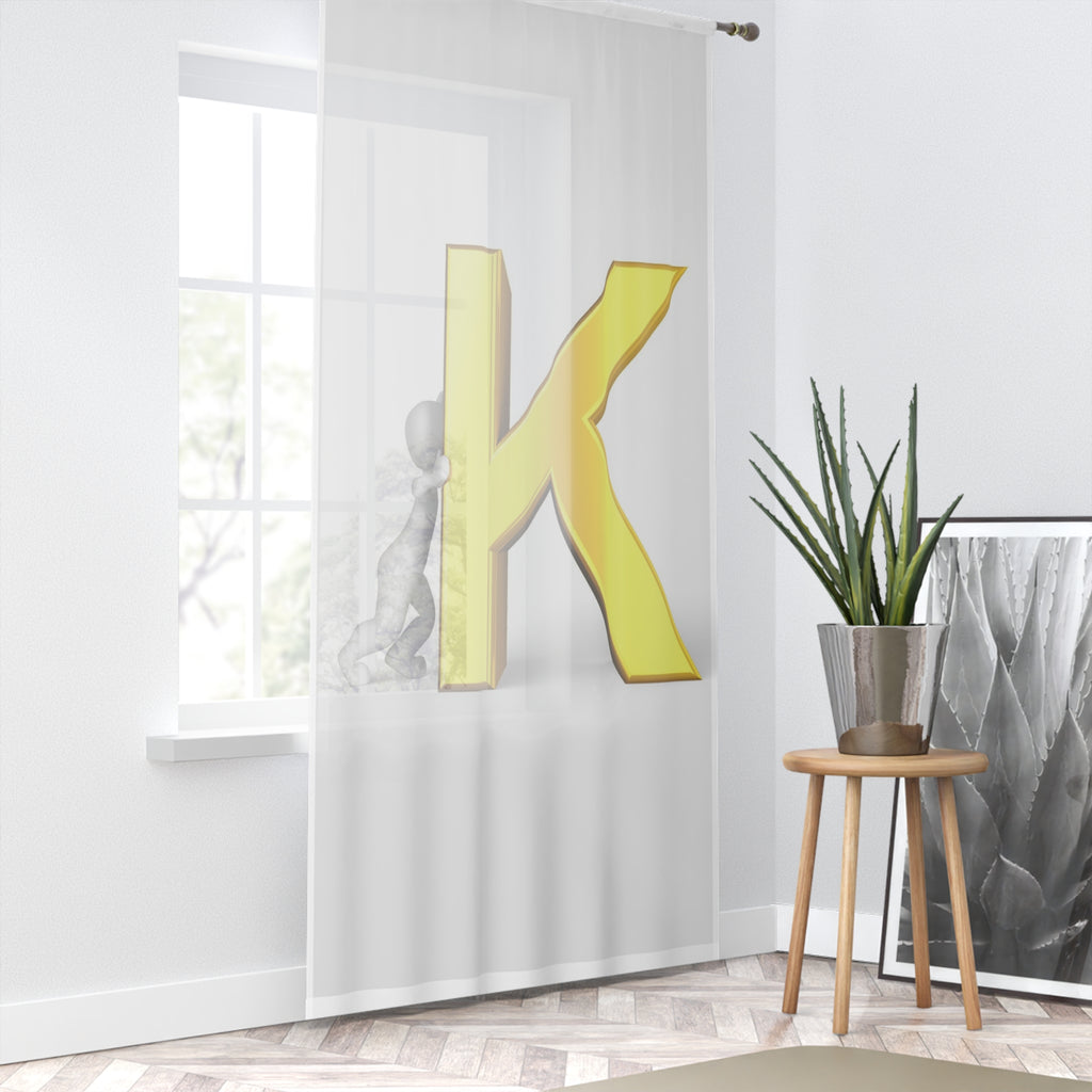 Gold Letter K design Window Curtain | Initial monogram curtain