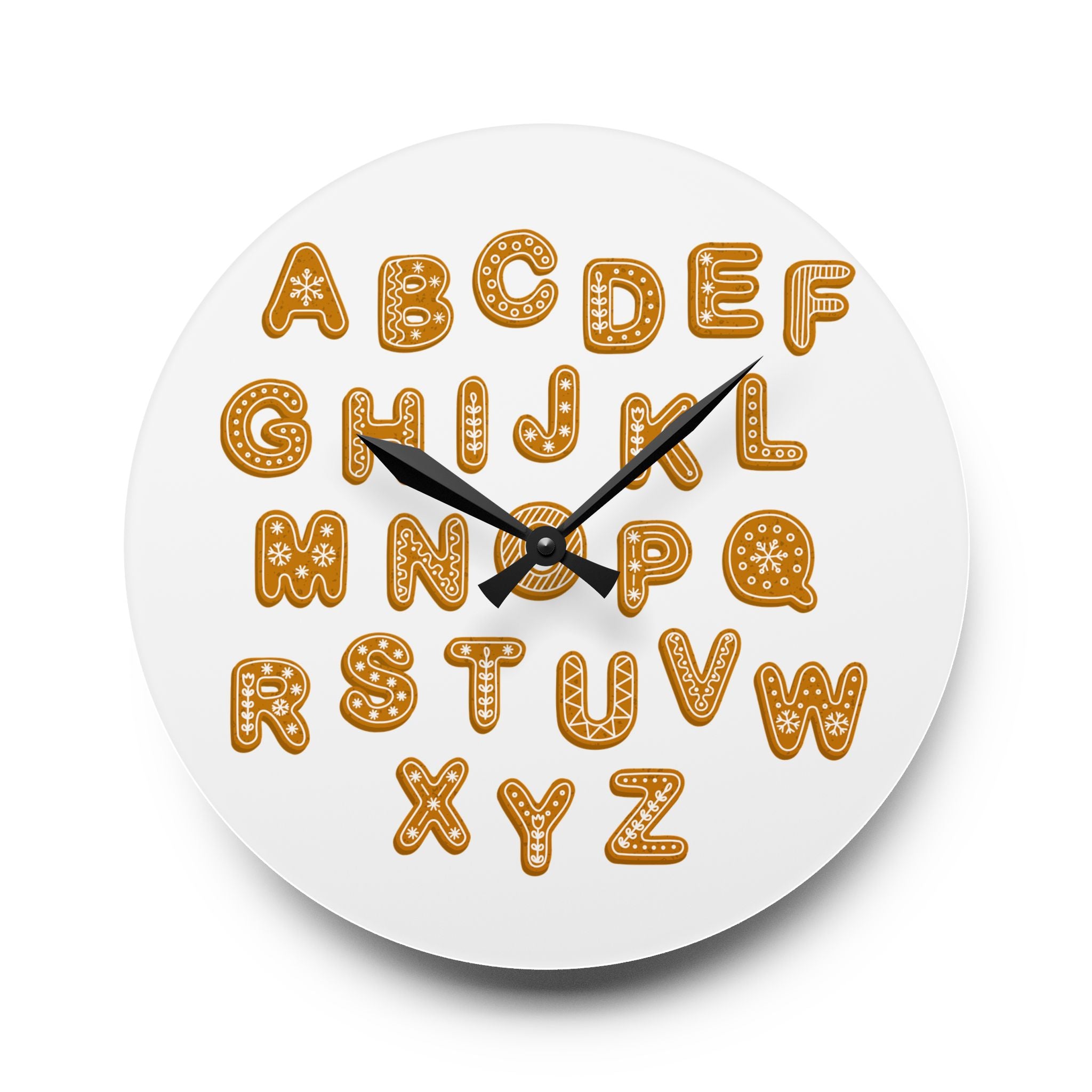 Horloge Murale Acrylique Alphabet en Pain d'Épices | Décoration pour Enfants, Horloge de Cuisine