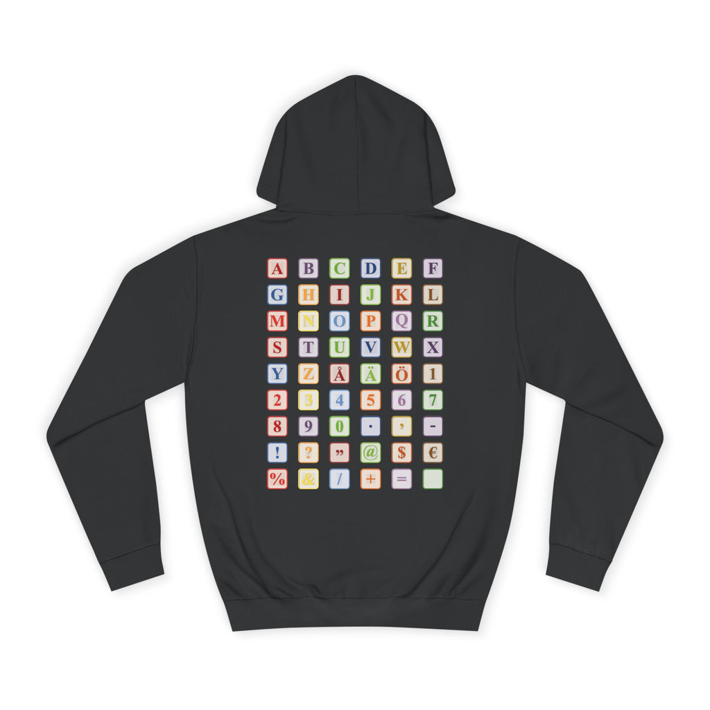 Alphabet Blocks Hoodie | Colorful Letter Grid, Back & Front Print