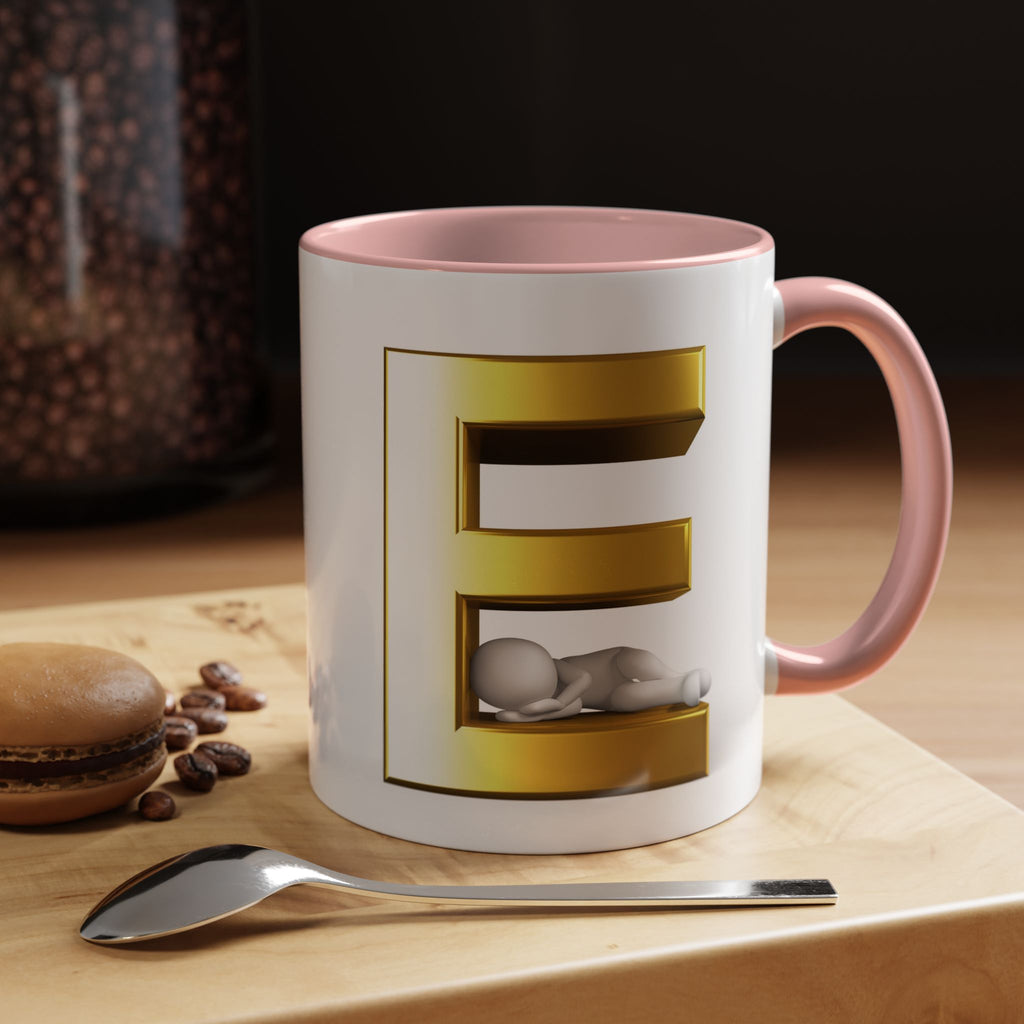 Gold 3D Buchstaben E Tasse | Akzent-Kaffeetasse
