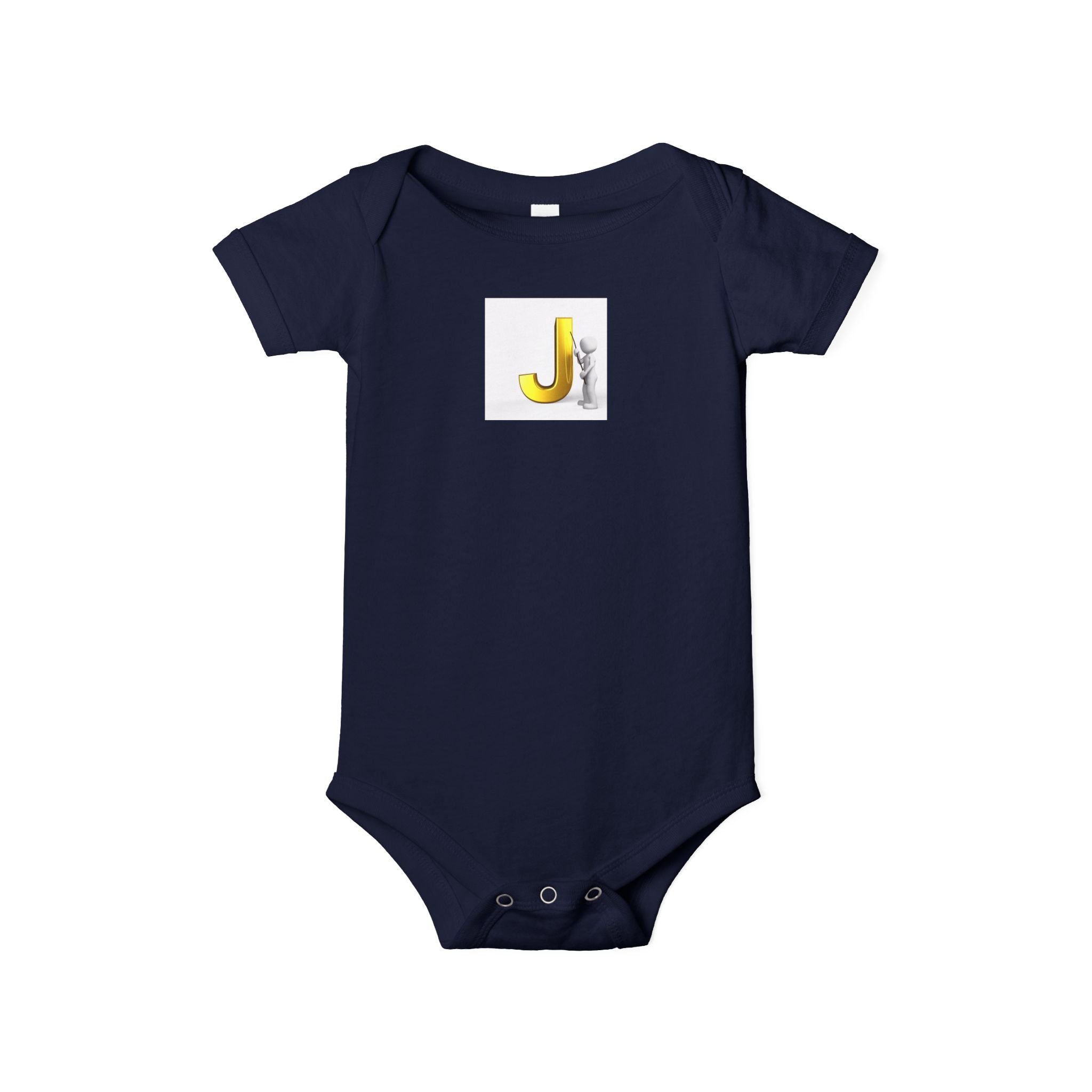 Lettre jaune J avec grenouillère bébé paresseux | Body bébé