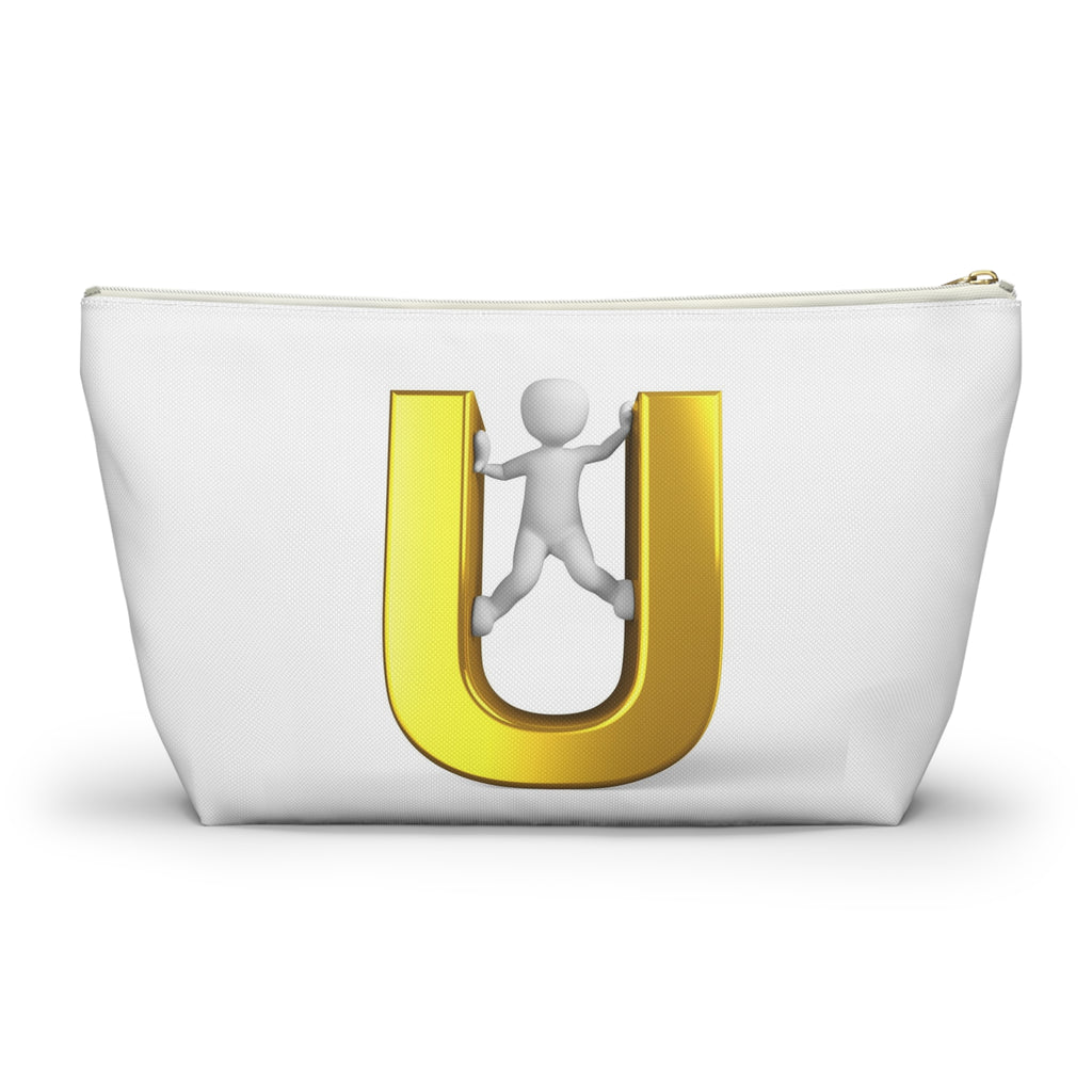 Gold Letter U with Climber Accessory Pouch | T-Bottom Zip Pouch
