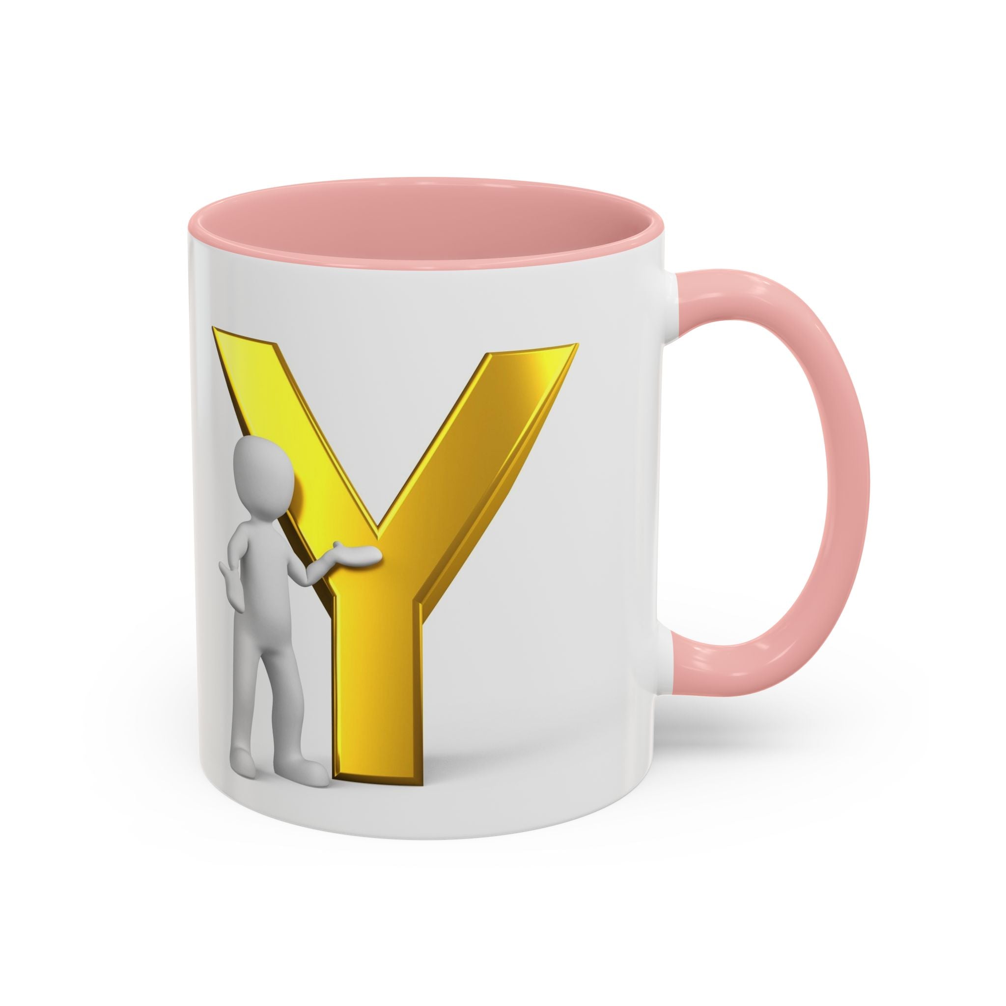 Goldbuchstabe Y mit Motiv Kaffeetasse | Akzentgriff und Innenseite