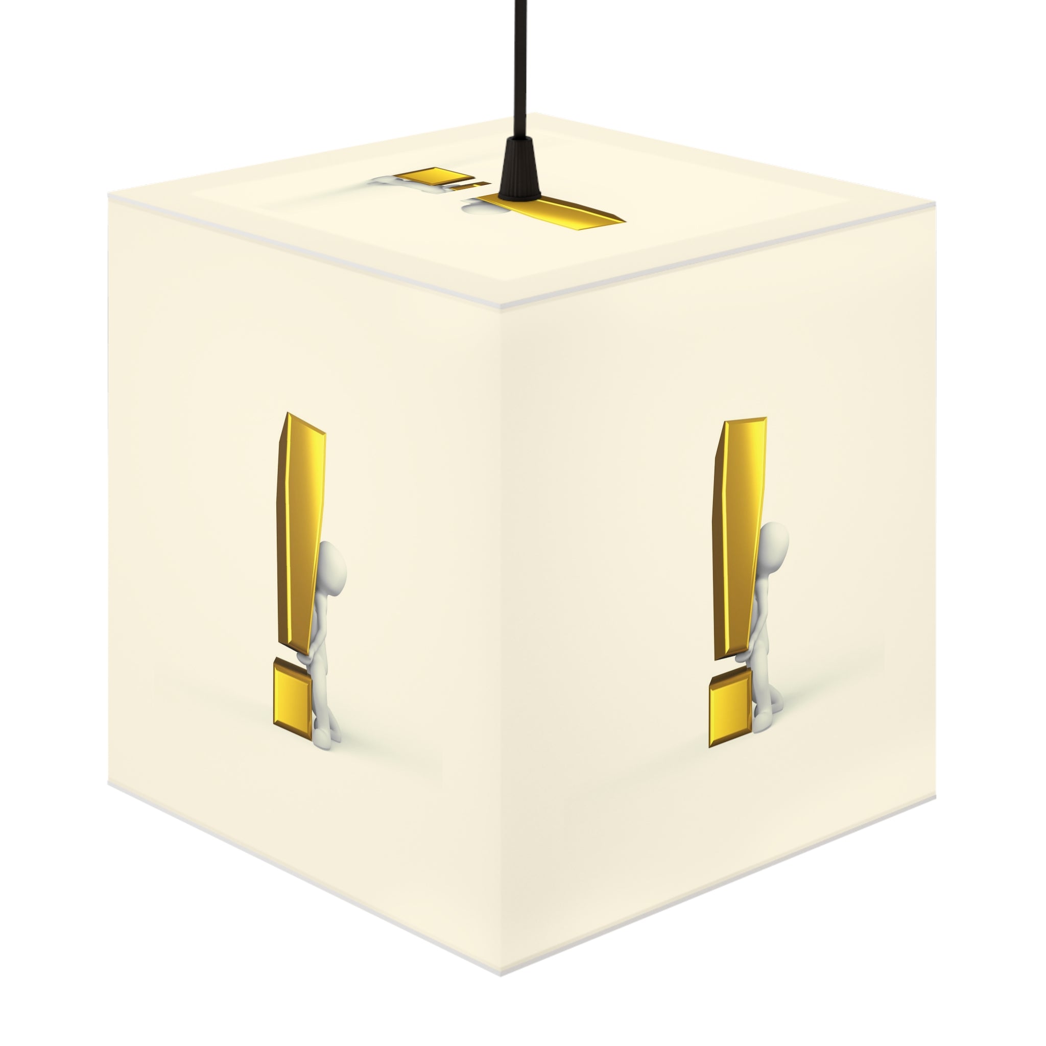 3D Figure with Gold Exclamation Light Cube Lamp | Modern Accent Lighting
