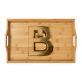 Monogram B Engraved Bamboo Serving Tray | Personalized Letter B Tray