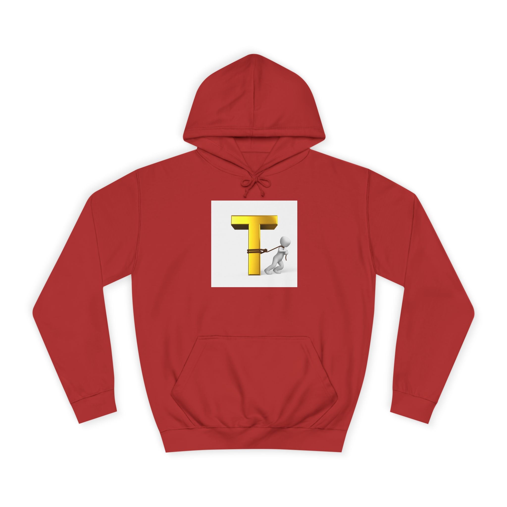 Letter T Mascot Pulling Block T Hoodie | Monogram Initial T Sweatshirt