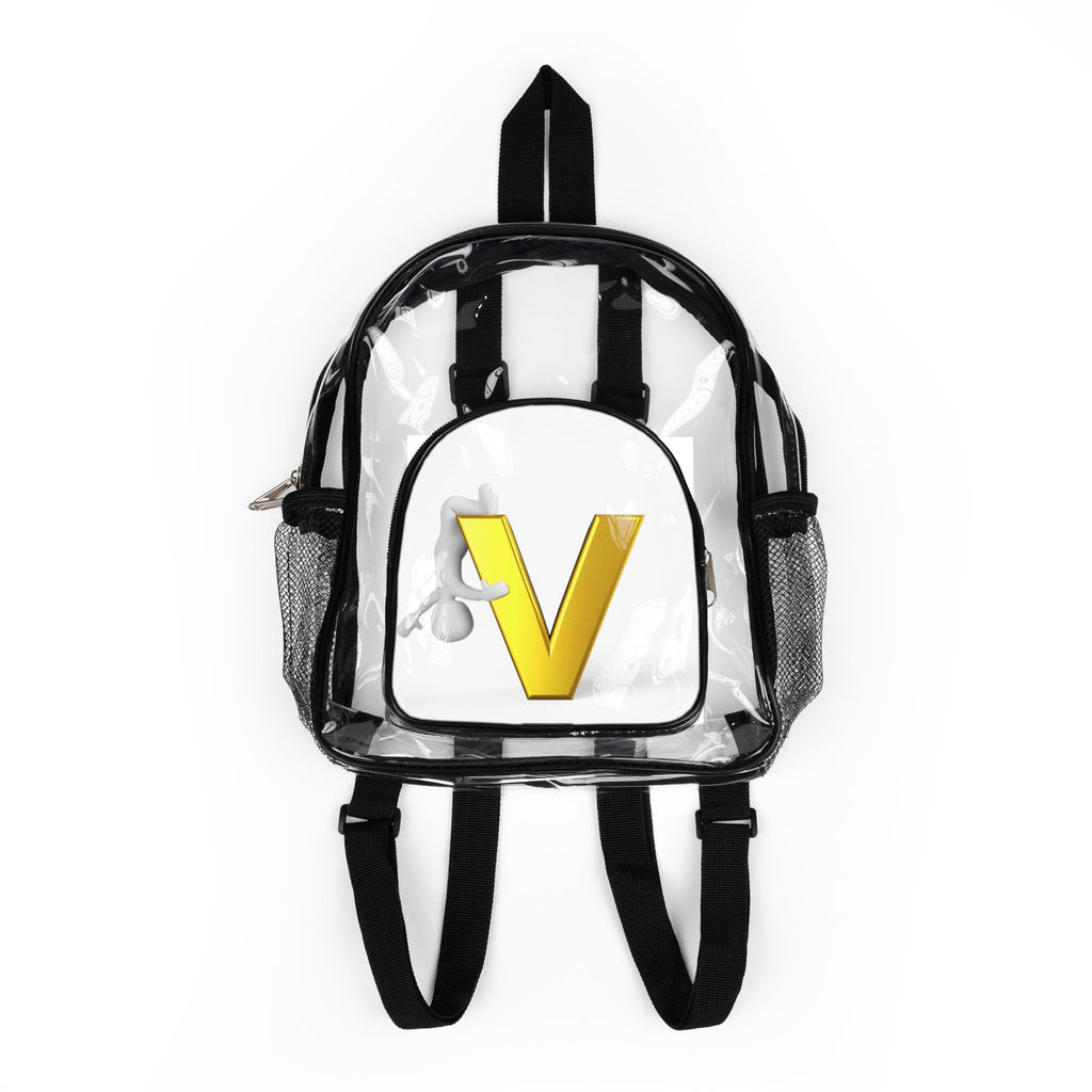 Gold Letter V Clear Stadium Backpack | Transparent School Bag