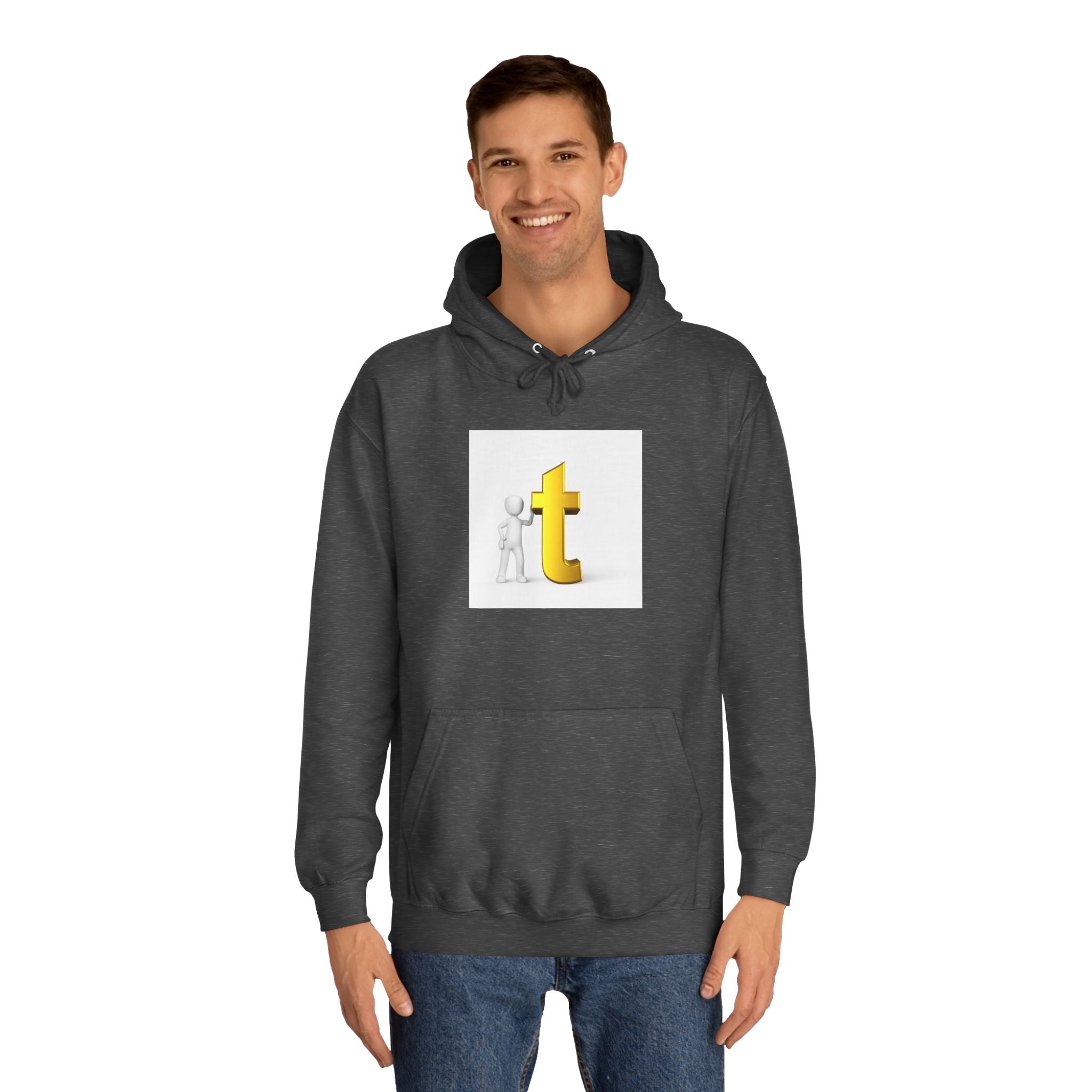 3D Gold Letter T Hoodie | Minimal Letterman Initial Sweatshirt