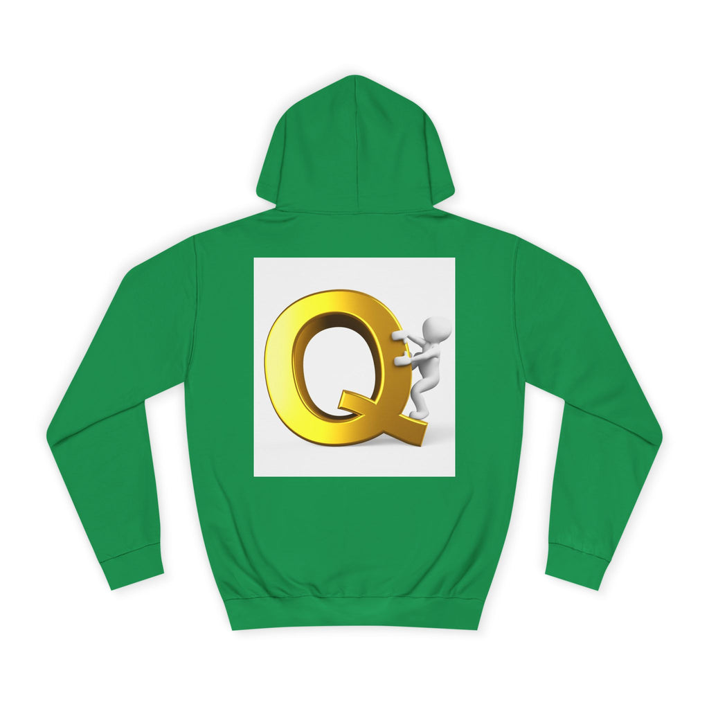 Golden Q Letter Hoodie | 3D Character Climbing Initial Sweatshirt