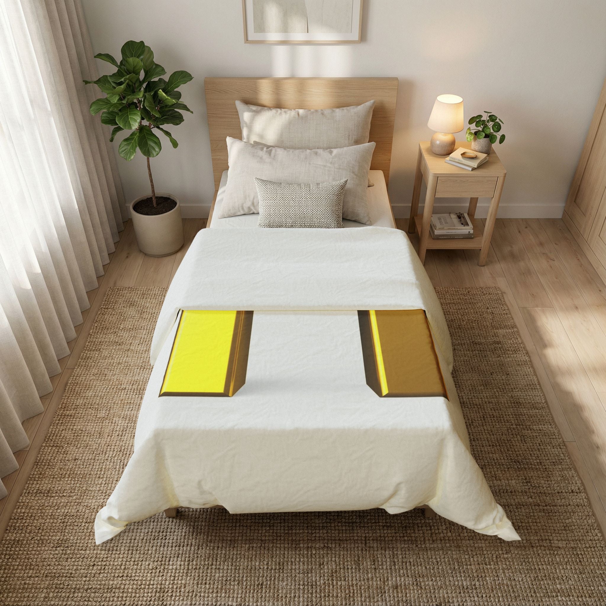 Gold Letter H with Climbing Figure Duvet Cover | Monogram Bedding
