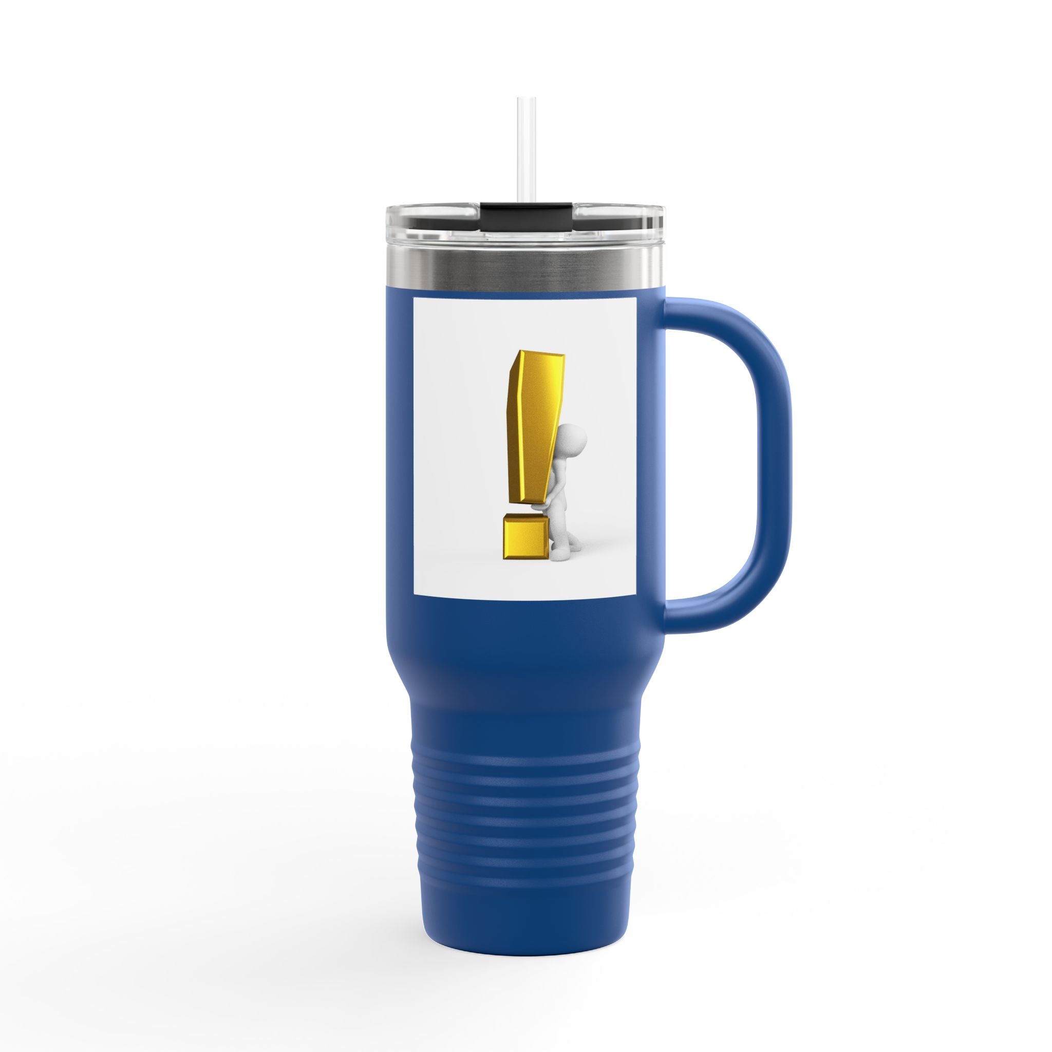 3D Character with Gold Exclamation Mark Travel Mug | 40oz Insulated Tumbler
