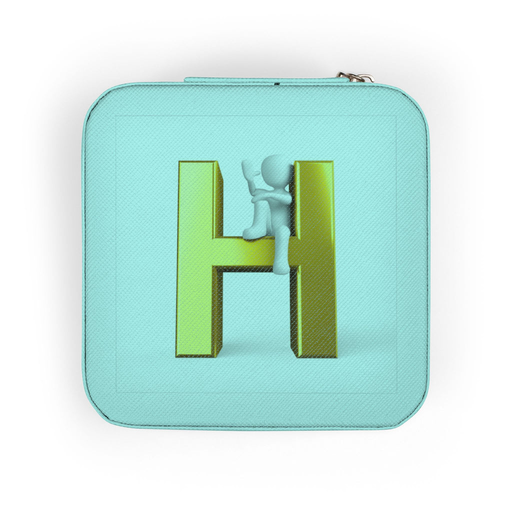 Monogram H Initial Jewelry Travel Case | Compact Square Organizer