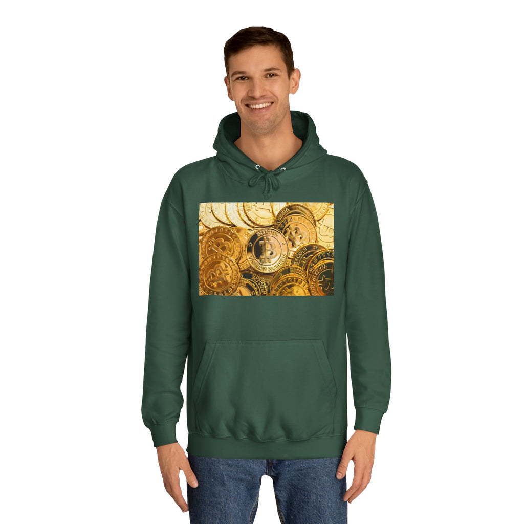 Golden Bitcoin Coins Hoodie | Crypto Cryptocurrency Crypto Art, Digital Currency Apparel