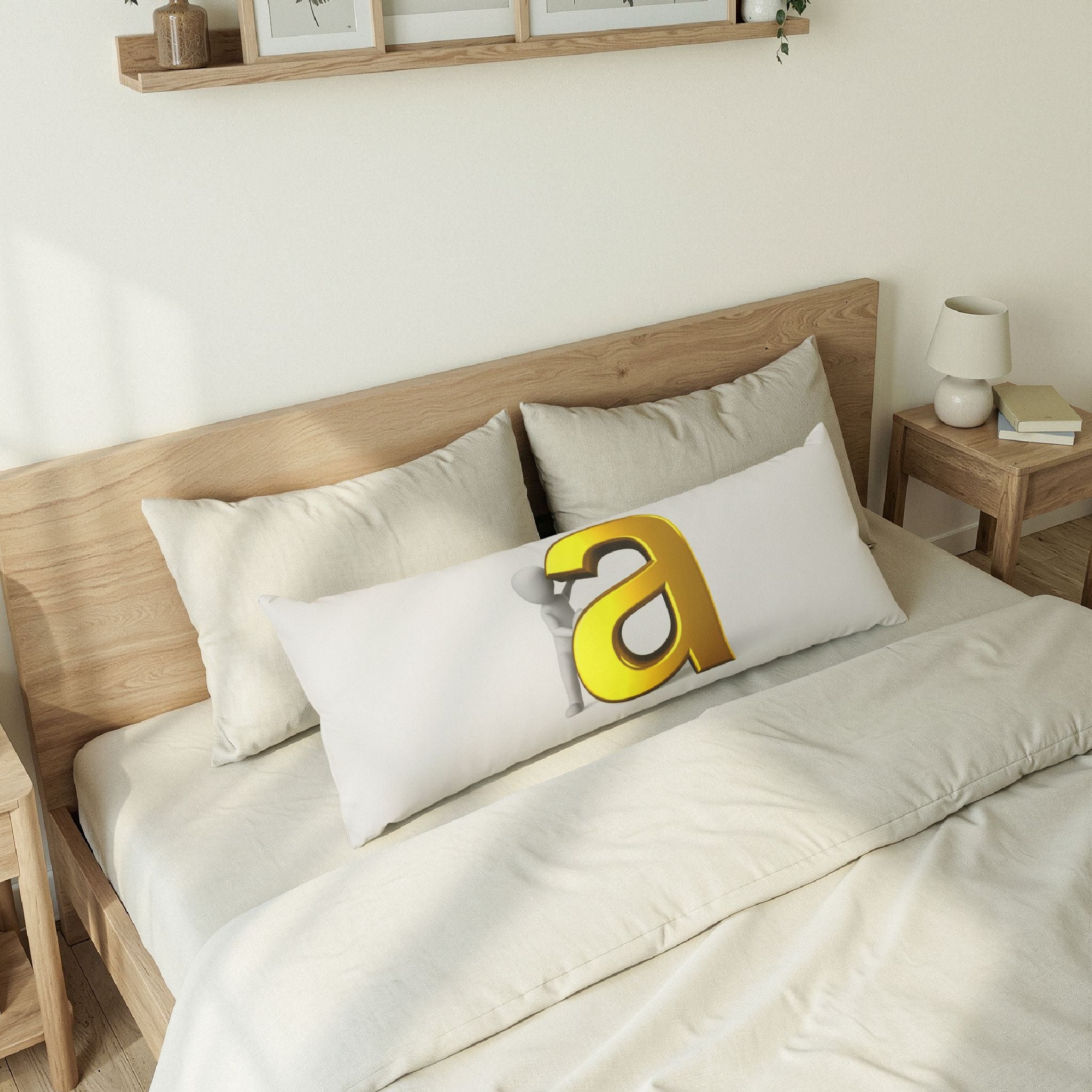 3D Gold Letter A with Hug Body Pillow | Alphabet Monogram Pillow