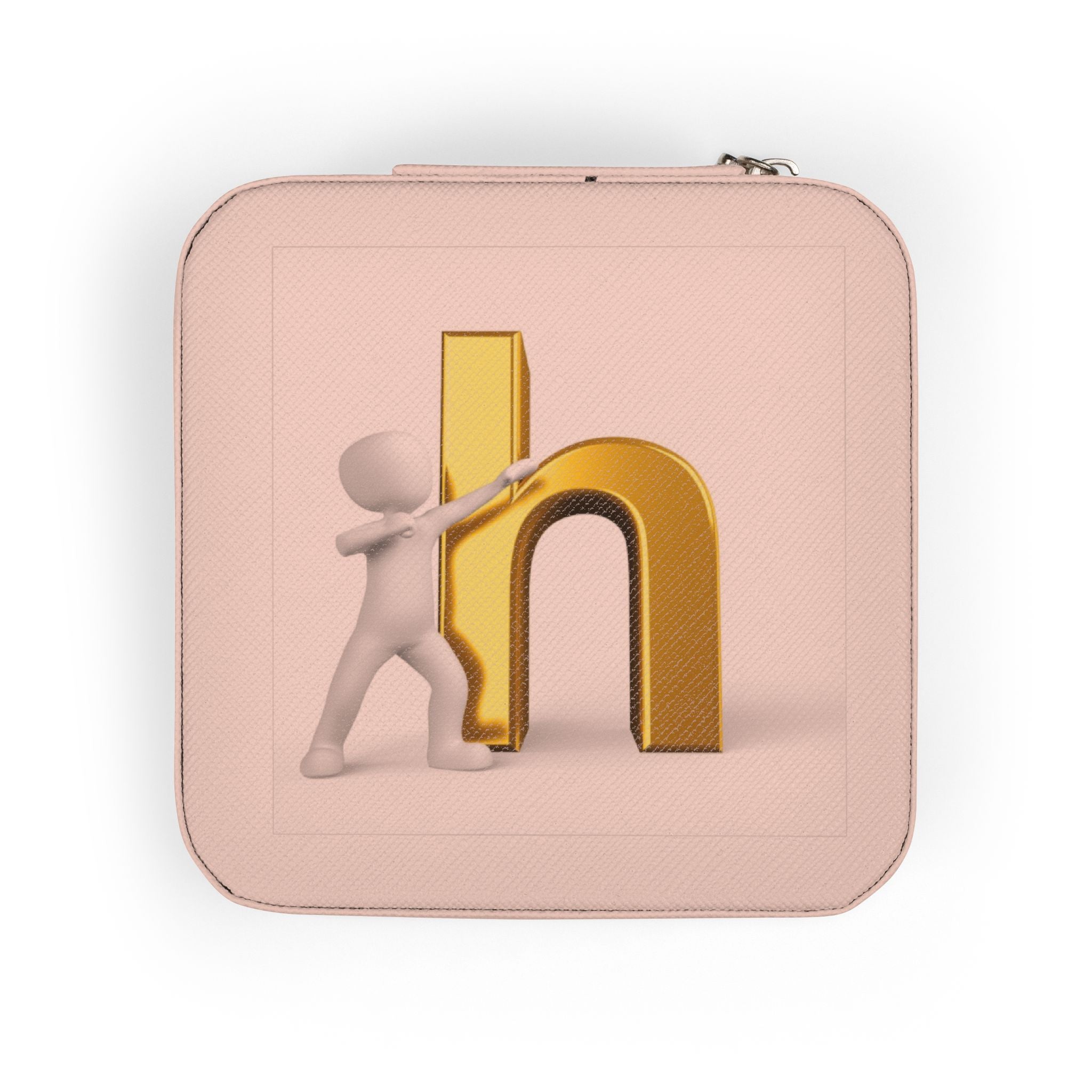 Gold Letter H Monogram Jewelry Travel Case | Small Pink Travel Jewelry Box