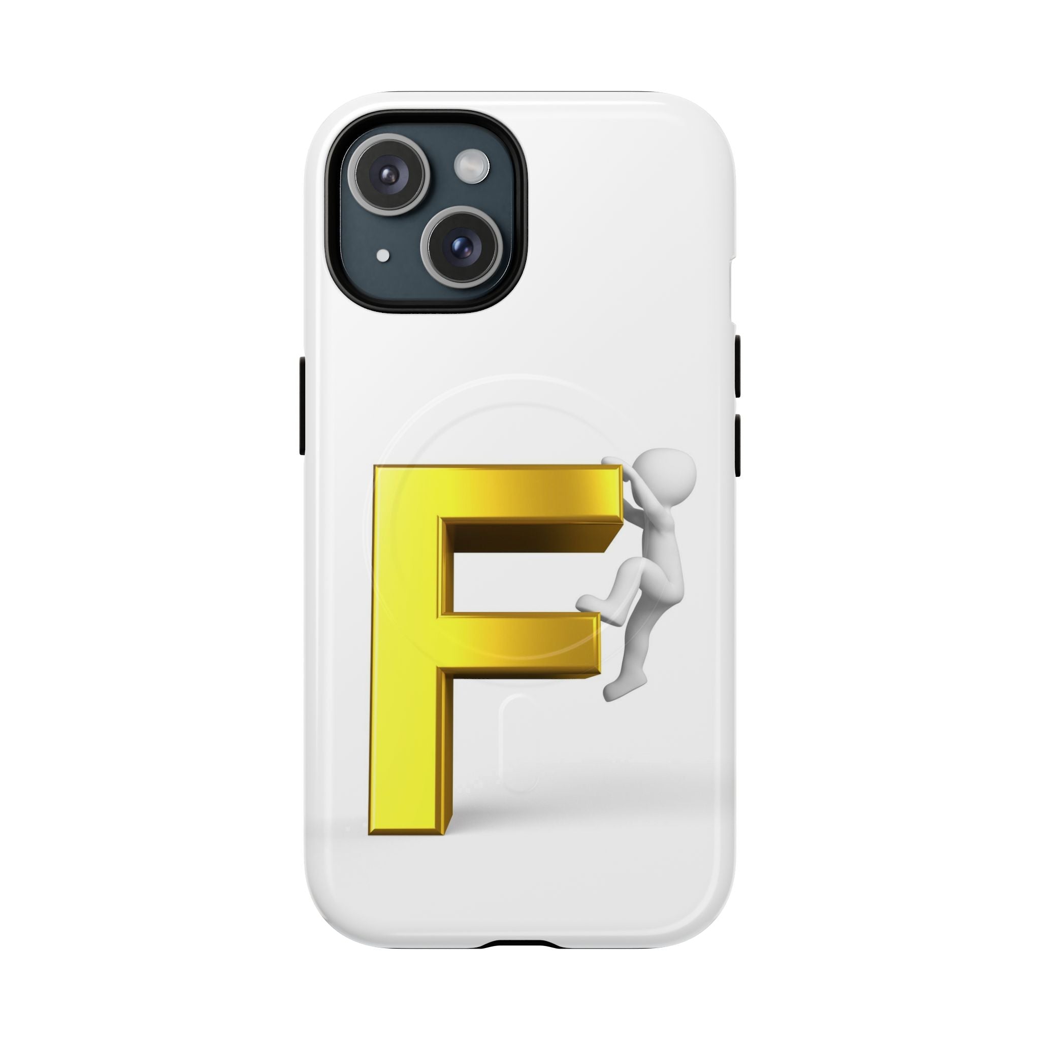 3D Gold Letter F Climber Phone Case | Magnetic Tough Case